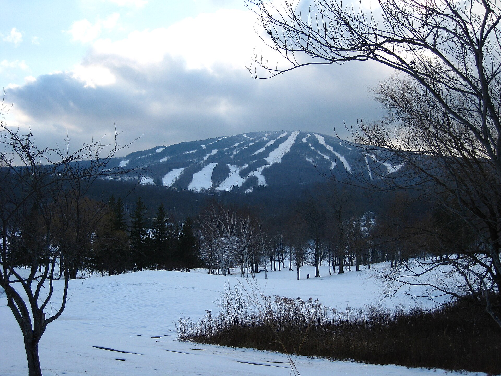 From the Stratton Golf Club parking lot. This vantage point is pretty much the same one used in this picture.