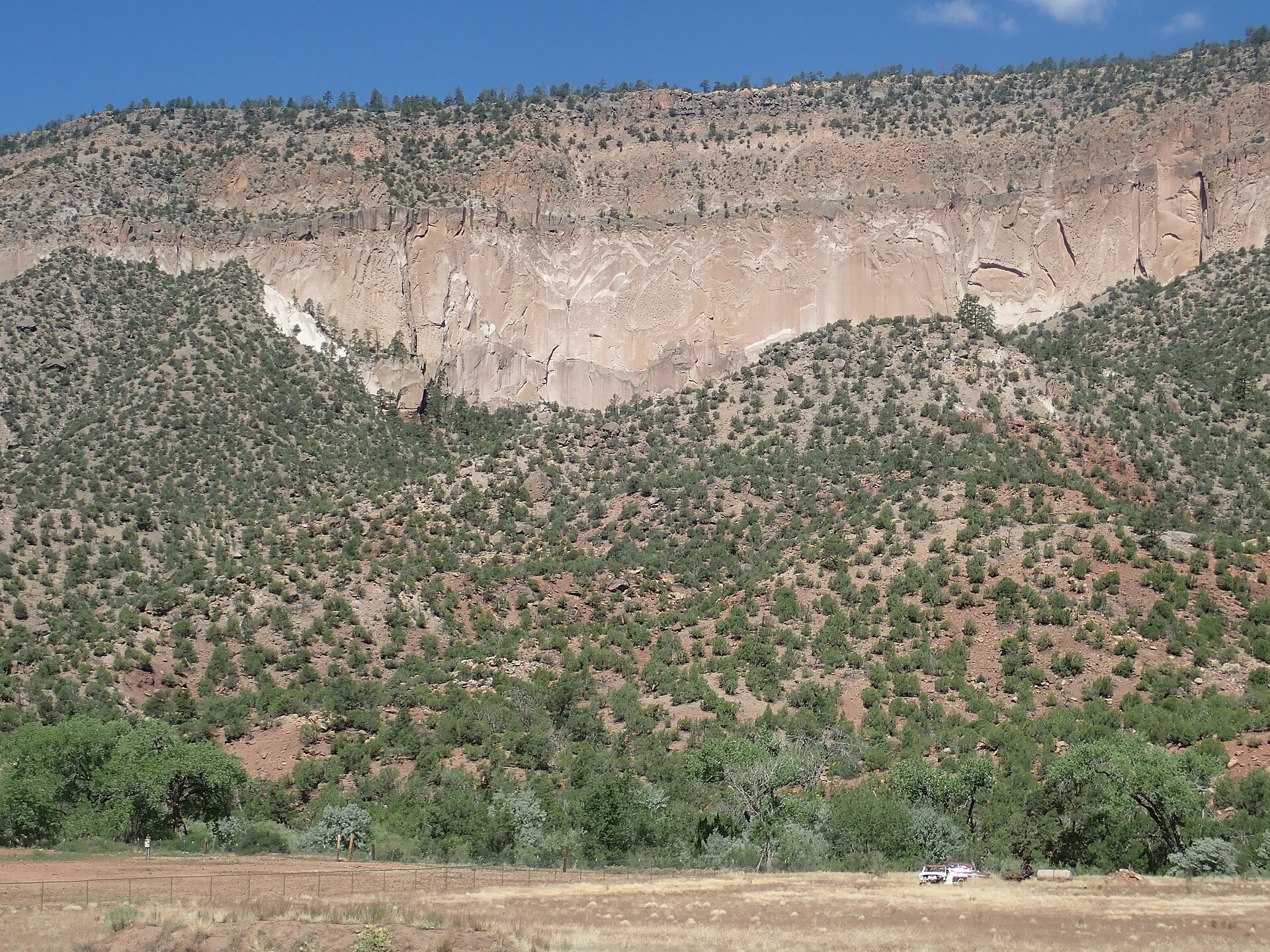 Bandelier Tuff cliffs in San Diego Canyon south of Jemez Springs, New Mexico