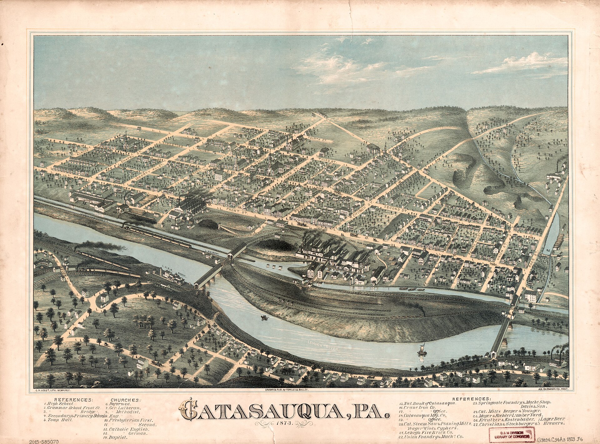 Bird's-eye view of the borough of Catasauqua, Pennsylvania