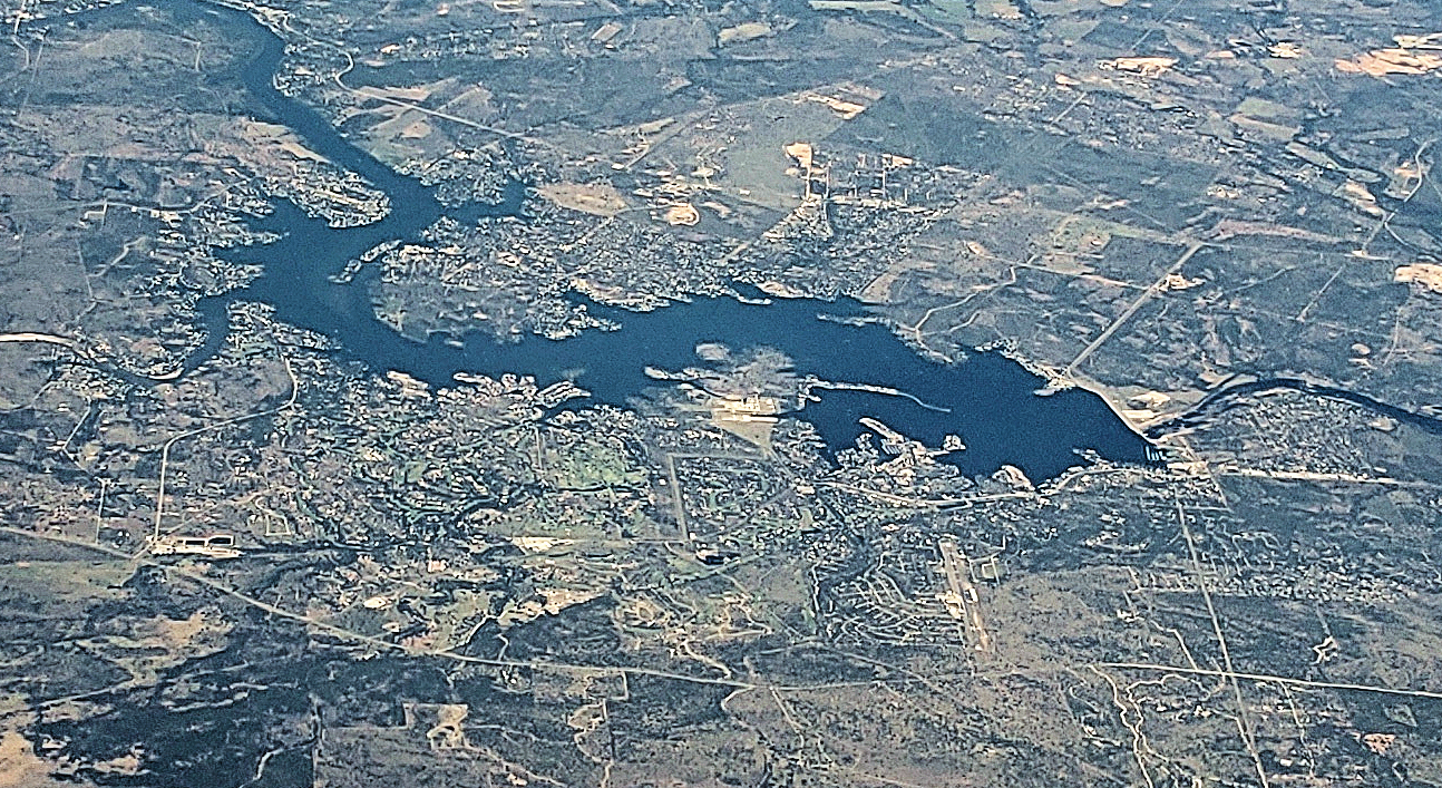 Aerial view of Lake Lyndon B. Johnson in the Texas Hill Country