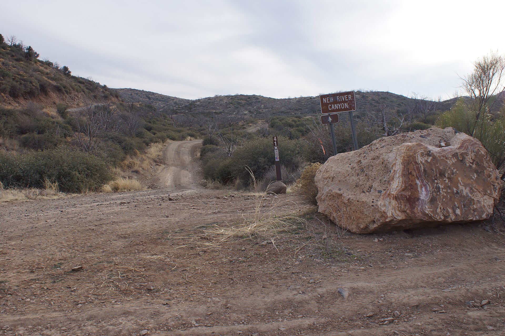 Desert road near the junction of Forest Road 24, Cave Creek Road and New River Road, Arizona