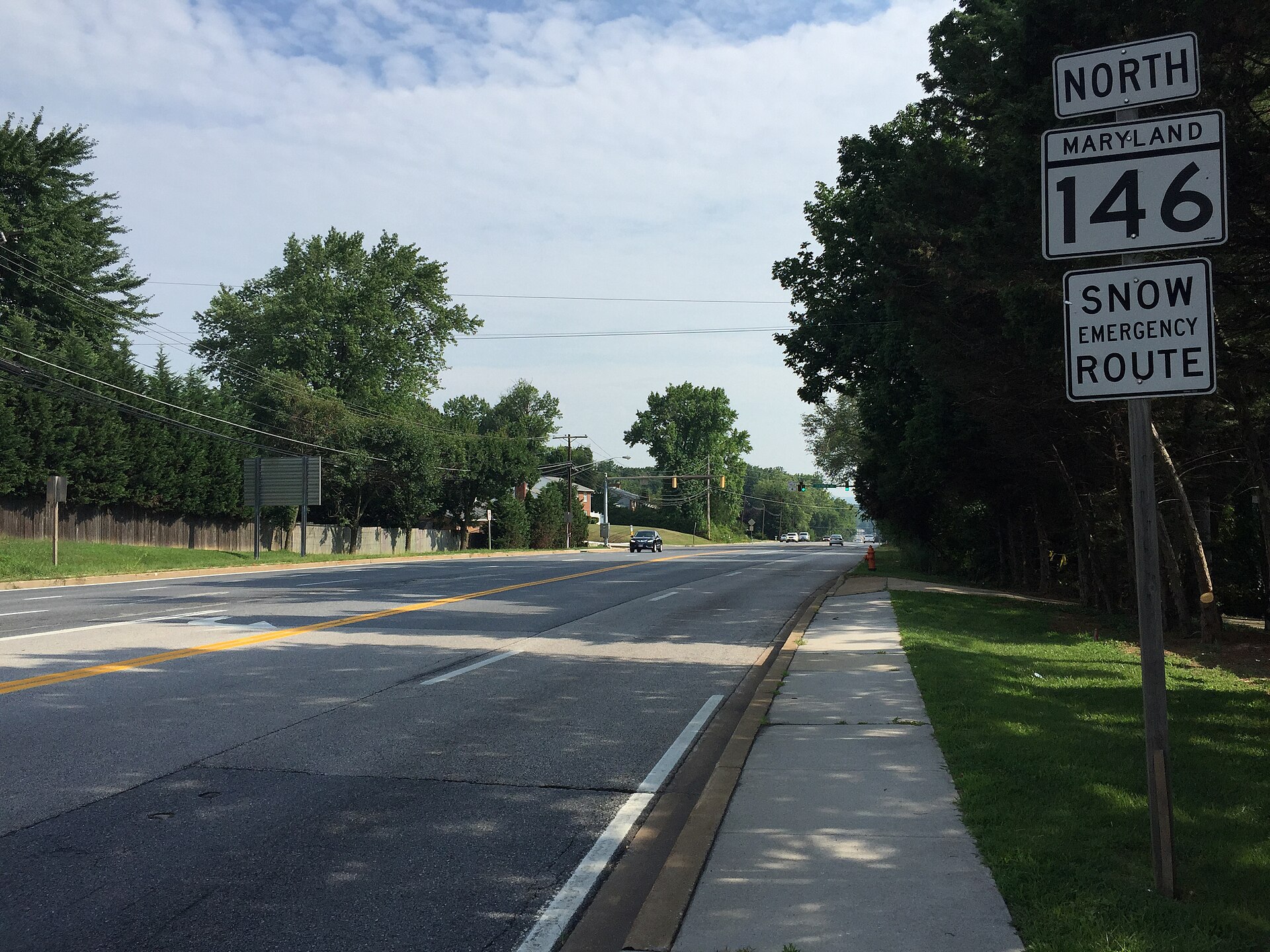 View north along Dulaney Valley Road at Hampton Lane in Hampton Maryland.