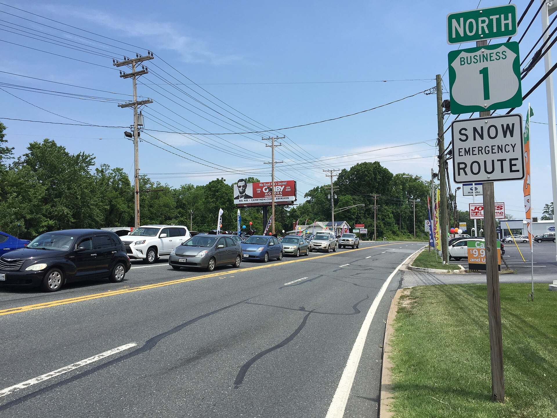 Belair Road (U.S. Route 1 Business) commercial corridor at U.S. Route 1 near Pleasant Hills, Maryland