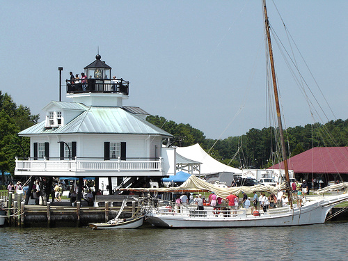 The Chesapeake Bay Maritime Museum waterfront campus in St. Michaels, Maryland