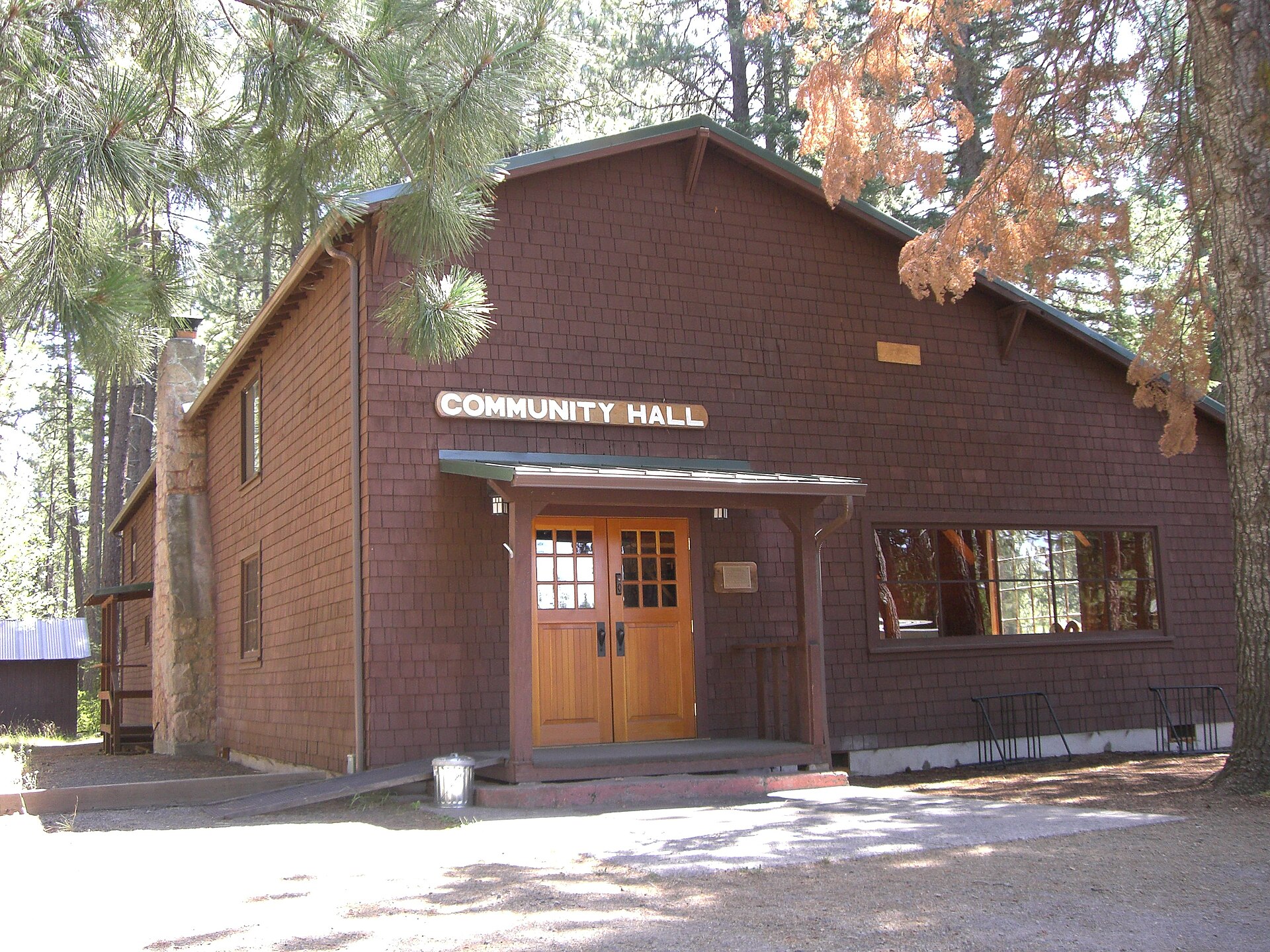The Camp Sherman Community Hall, a log building in Camp Sherman, Oregon