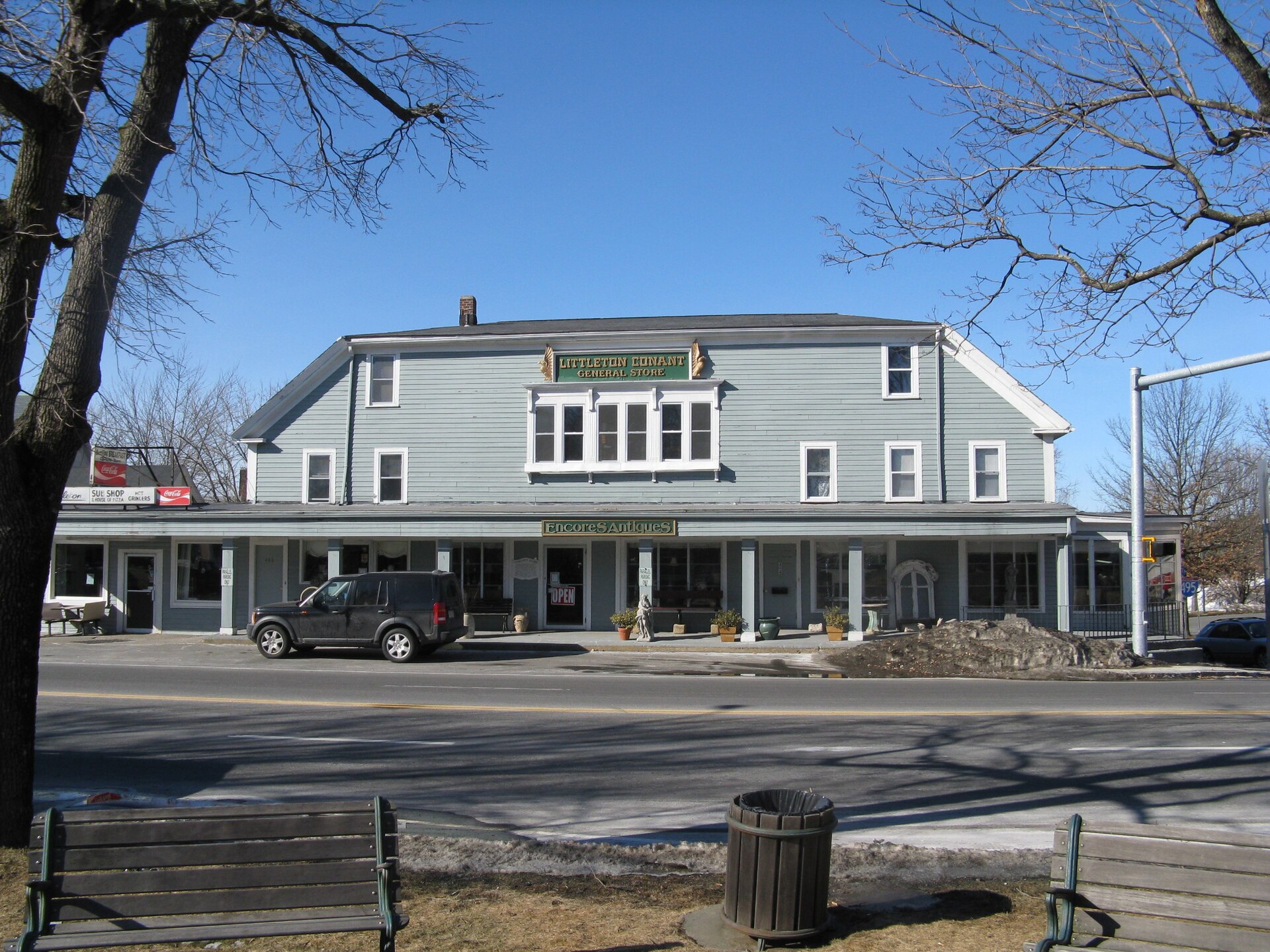 The Conant General Store building at Littleton Common Massachusetts, now an antique store.
