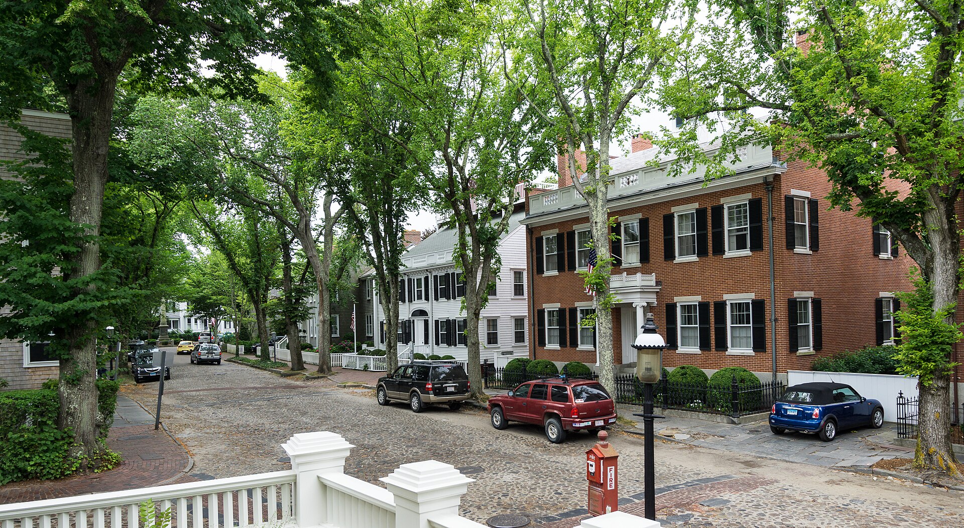 View of historic Main Street, Nantucket Island, Massachusetts. NRHP 66000772