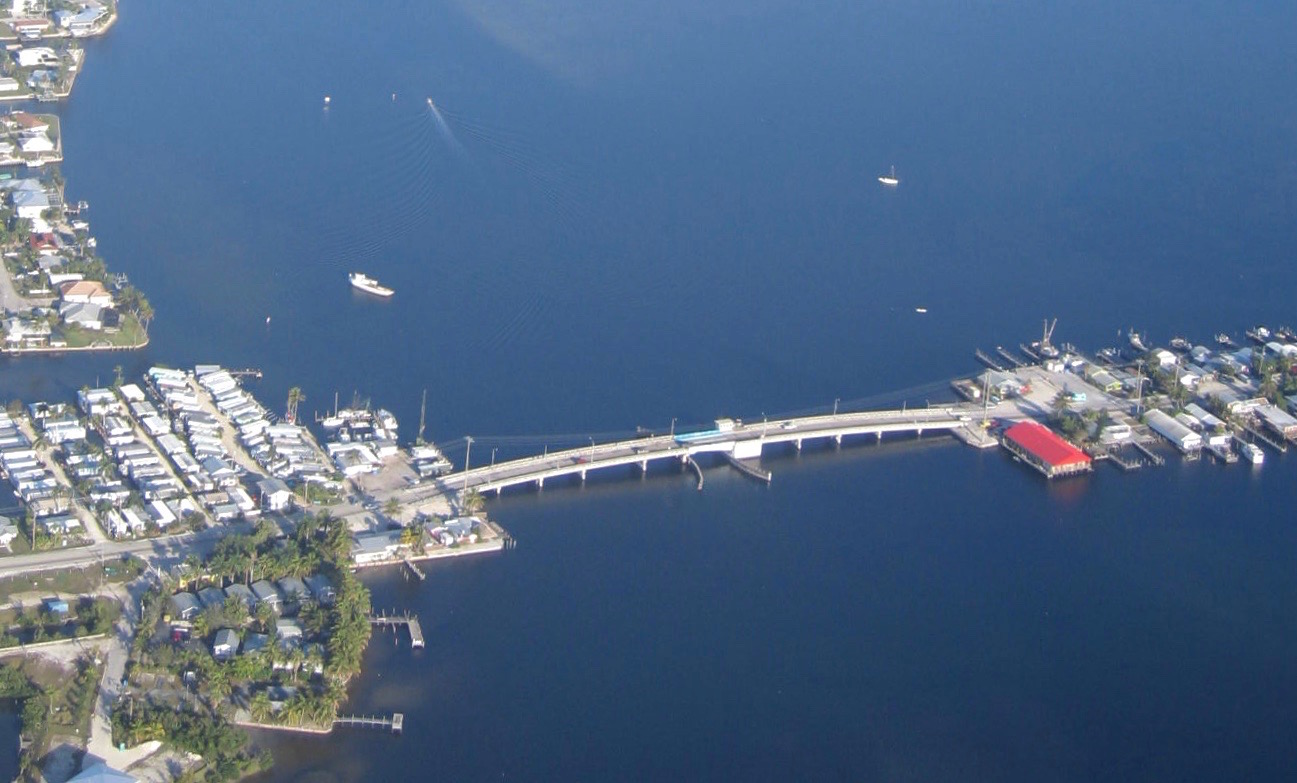 2008 aerial view of the old Matlacha Bridge connecting the fishing islands