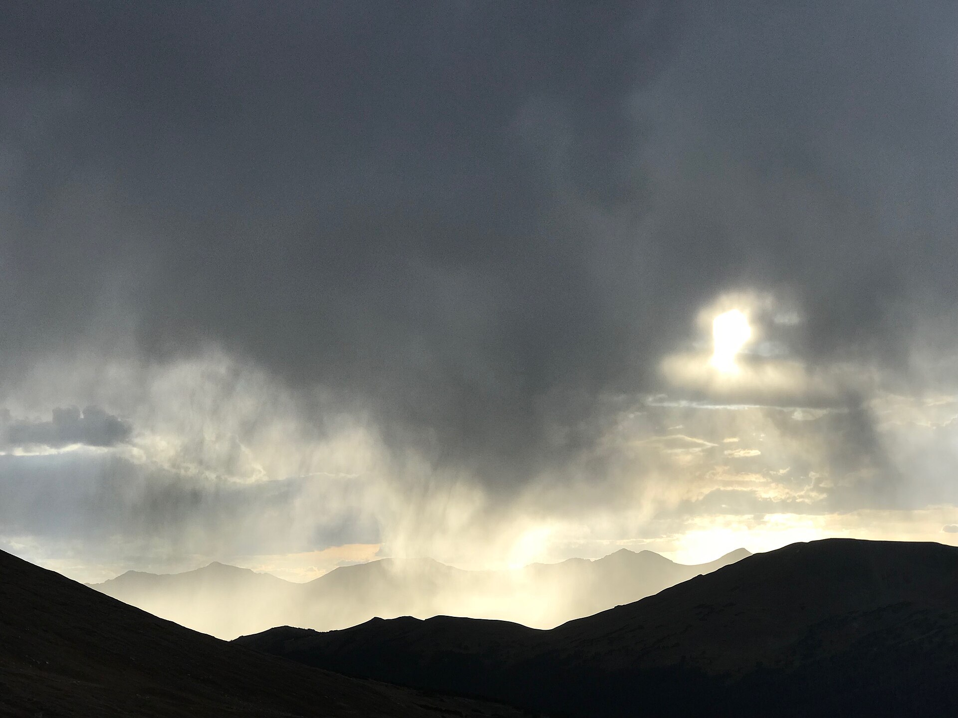 Storm light over the ridgelines of Casper Mountain, Wyoming