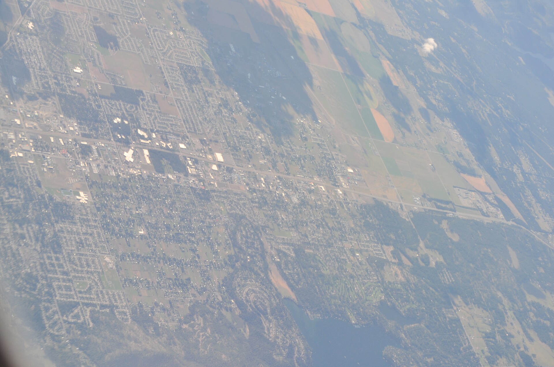 Aerial view of Hayden Lake, Idaho, with lakeside neighborhoods