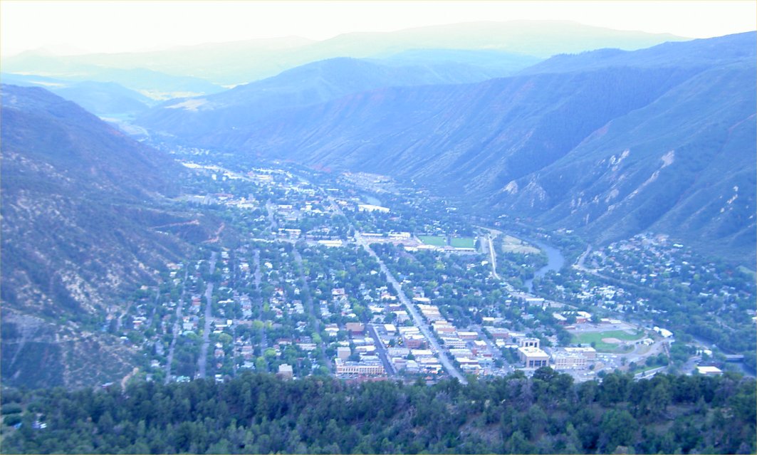 A view of the town of Glenwood Springs Colorado taken from Glenwood Caverns.