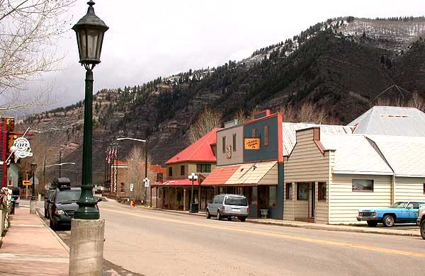 View along the business district of downtown Minturn, Colorado . April 28, 2005.