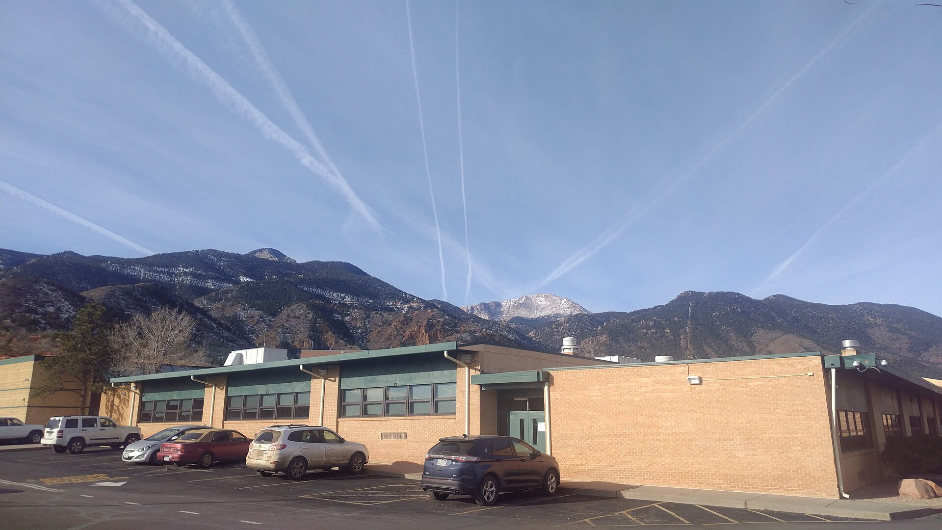 Manitou Spring Public High School and Pikes Peak