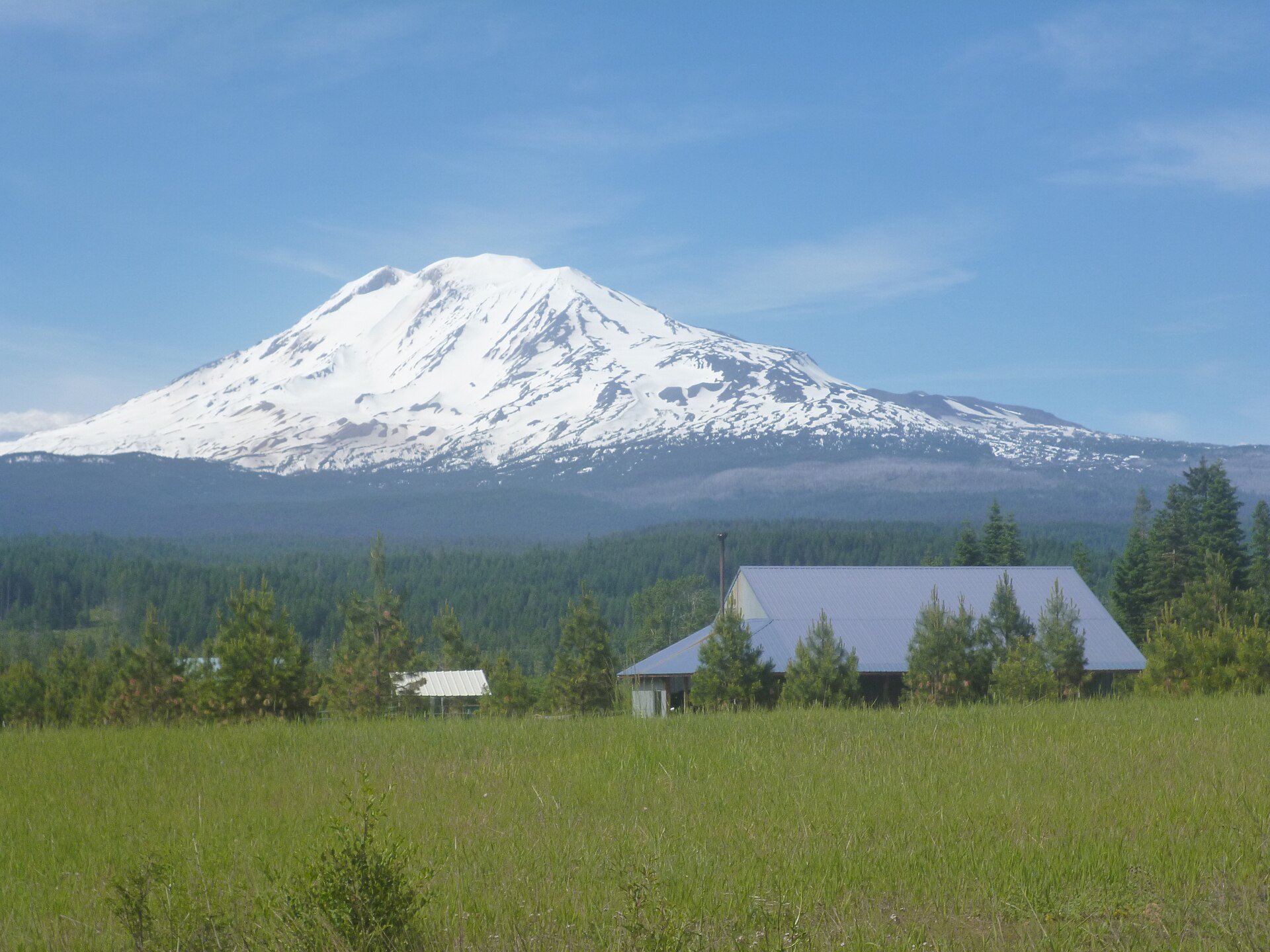 Mount Adams rising above the valley near Trout Lake Washington.