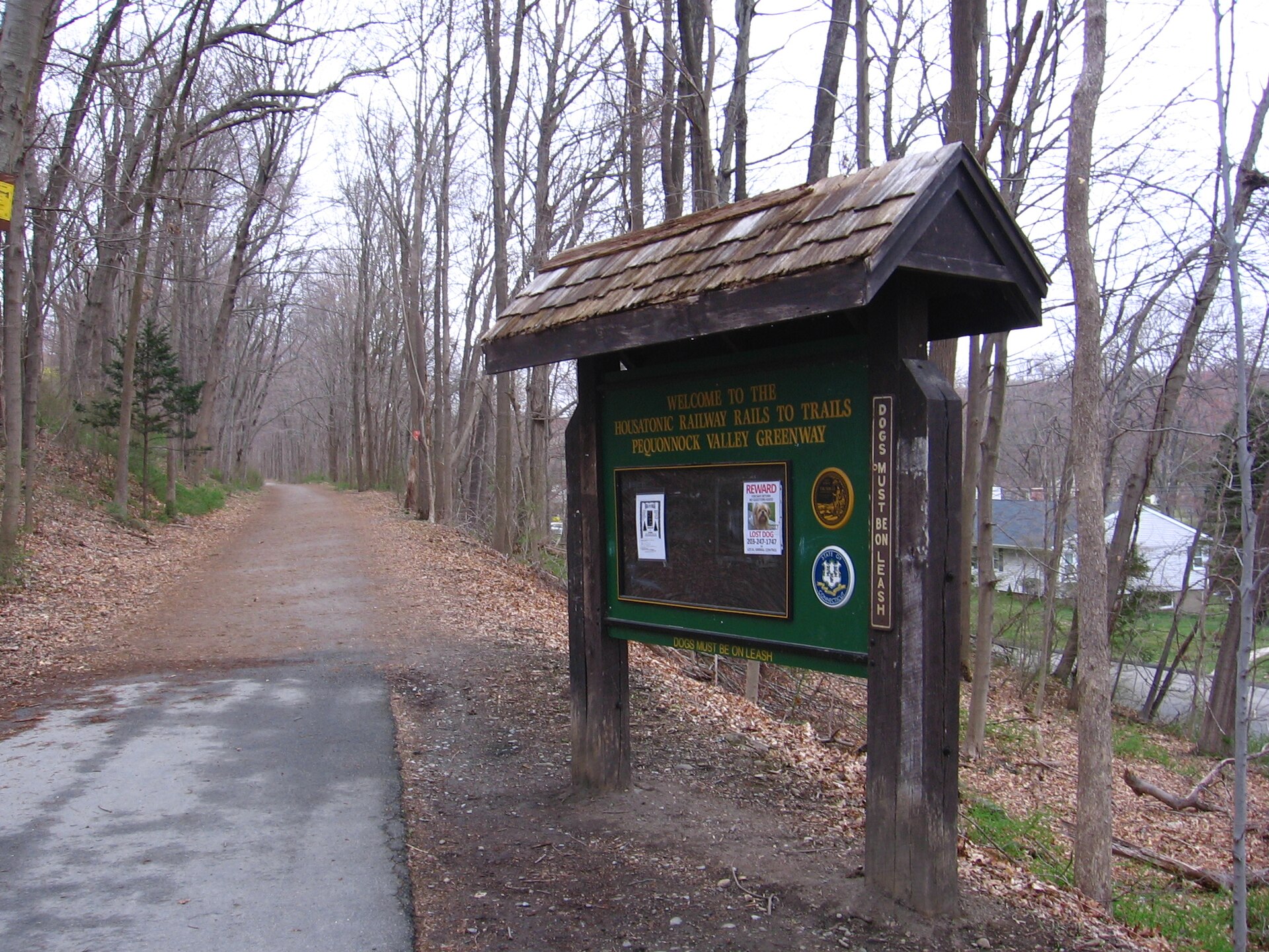 The Pequonnock Valley Greenway trailhead in Trumbull.