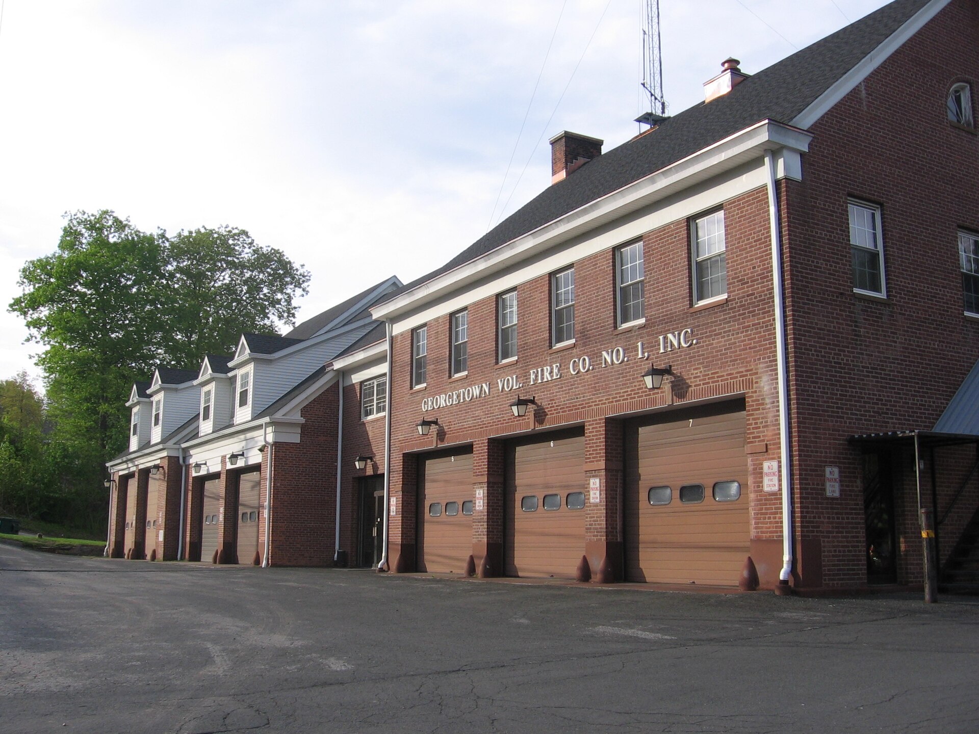 The brick firehouse of Georgetown Volunteer Fire Company No. 1 on Portland Avenue.