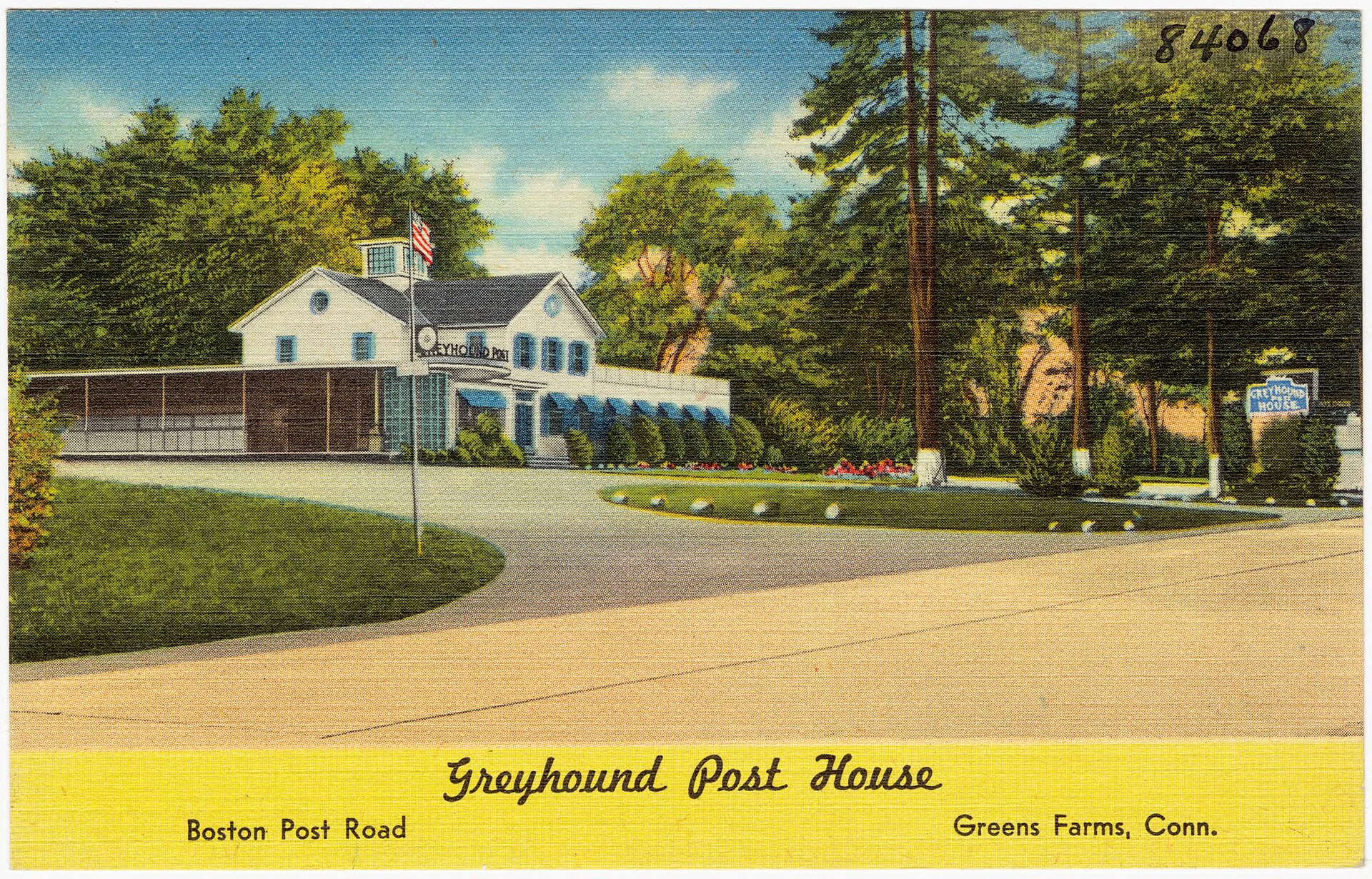 Title: Greyhound Post House, Boston Post Road, Greens Farms, Conn. Subjects: Commercial facilities Places: Connecticut > Fairfield (county) > Bridgeport Notes: Title from item. Extent: 1 print...
