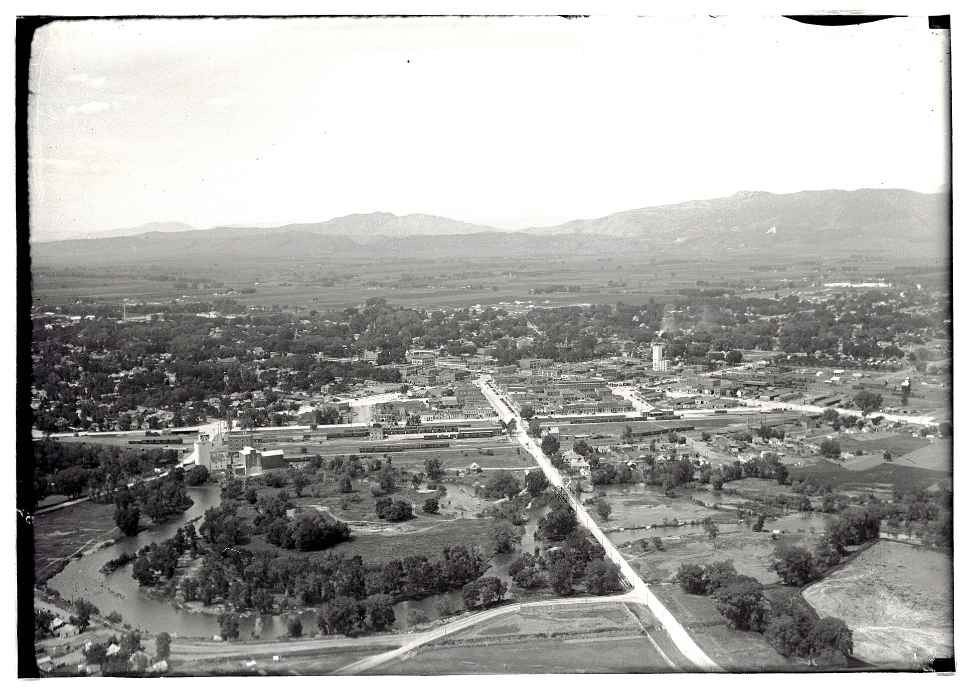 Aerial view of Fort Collins Colorado looking west-southwest
