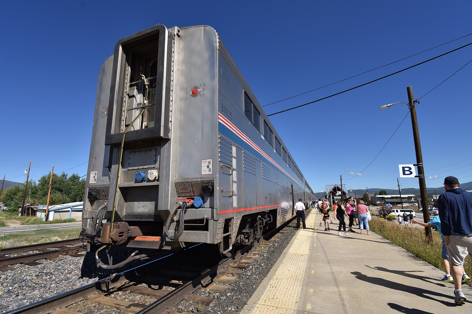 The Amtrak California Zephyr at the station in Fraser, Colorado