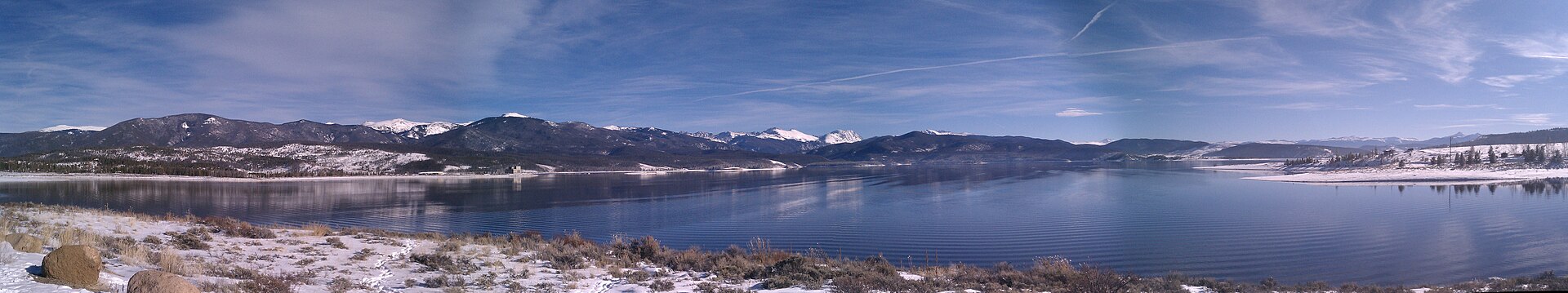 A panoramic view of Lake Granby Colorado looking east.