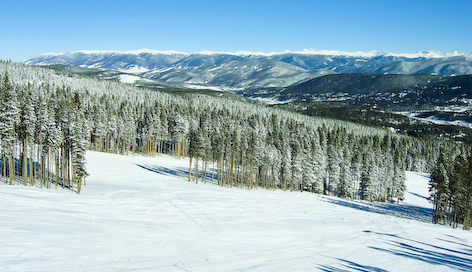 Snowy ski slopes near Silverthorne Colorado.