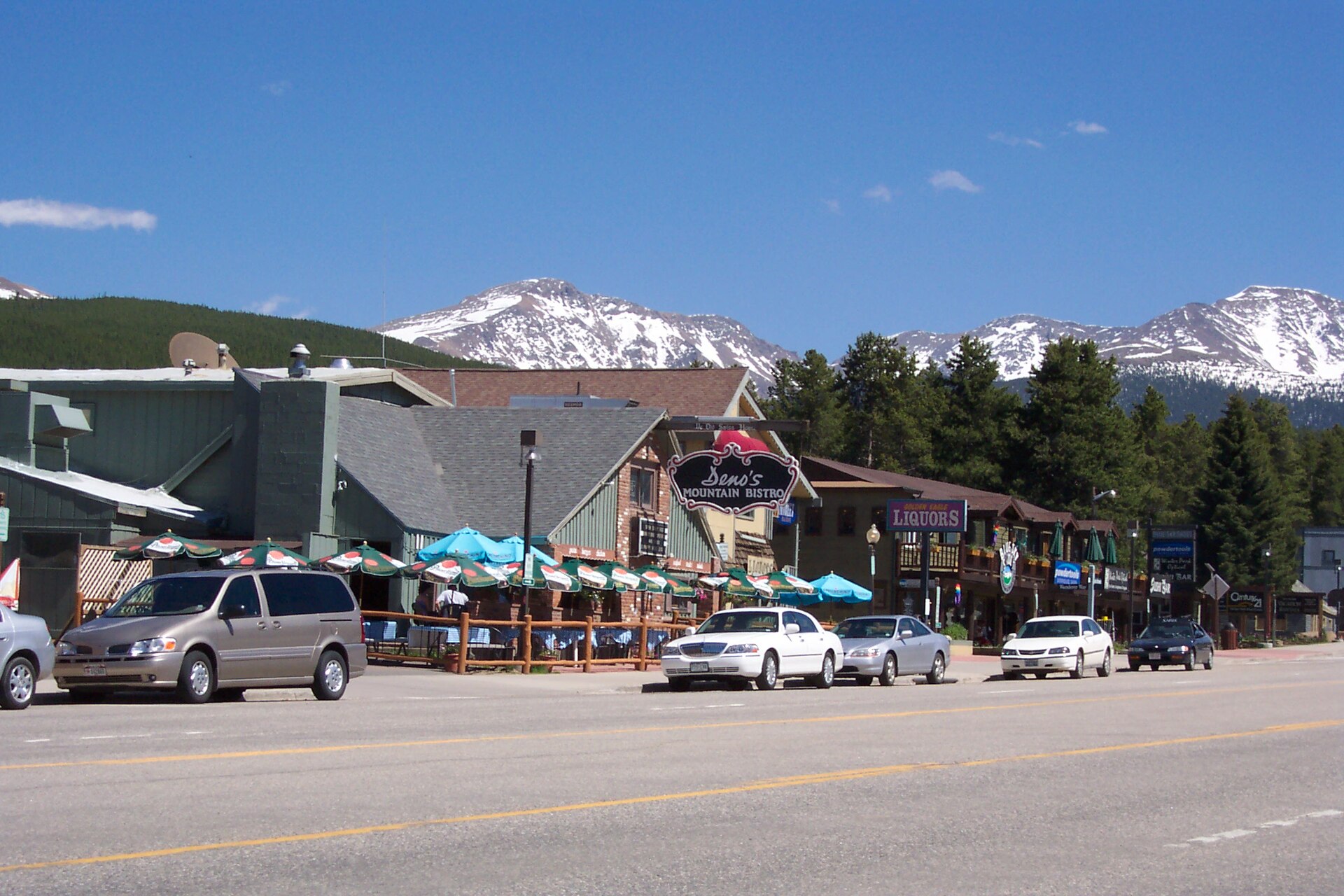 A street view of downtown Winter Park, Colorado.