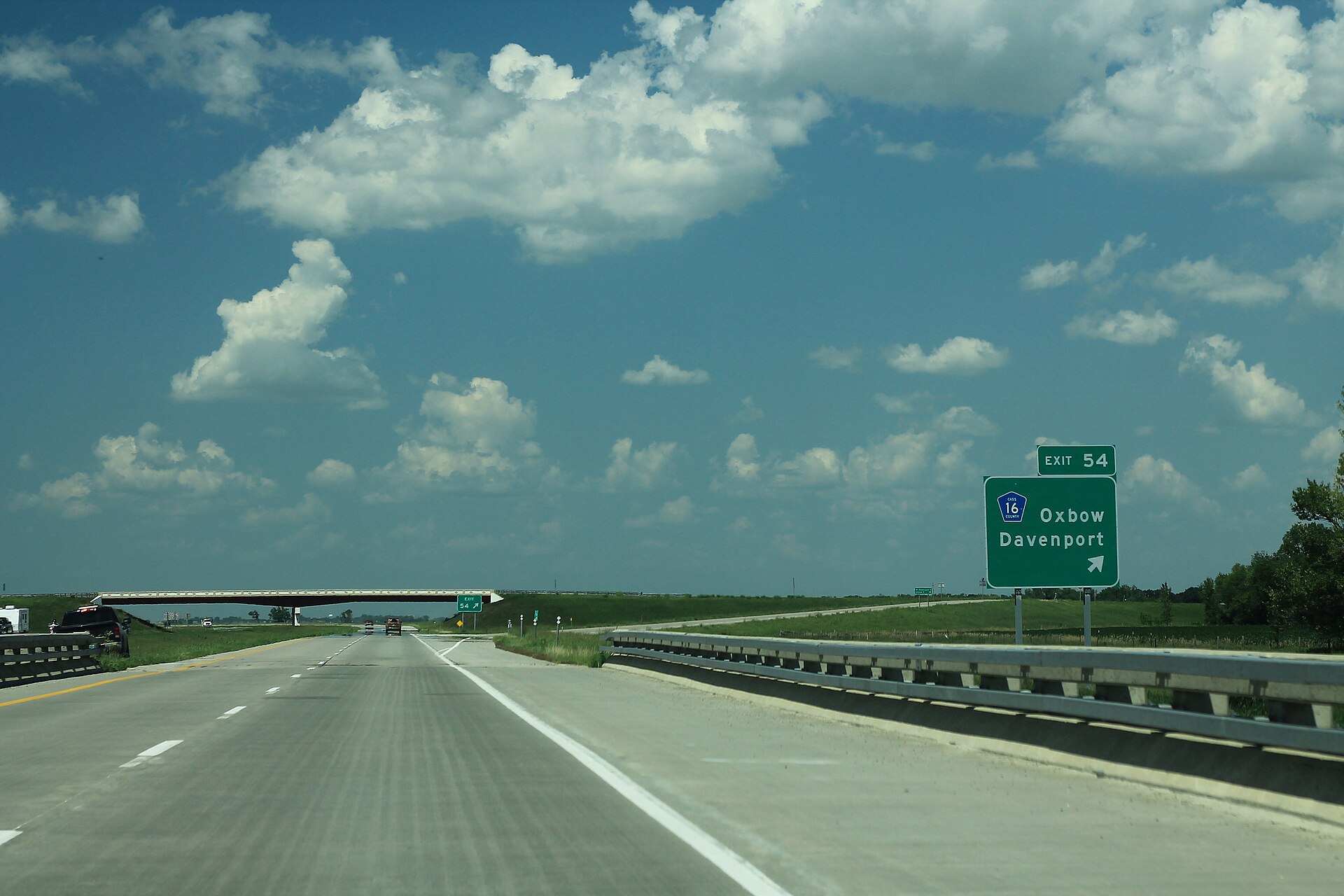Interstate 29 Exit 54 for Oxbow and Davenport, North Dakota