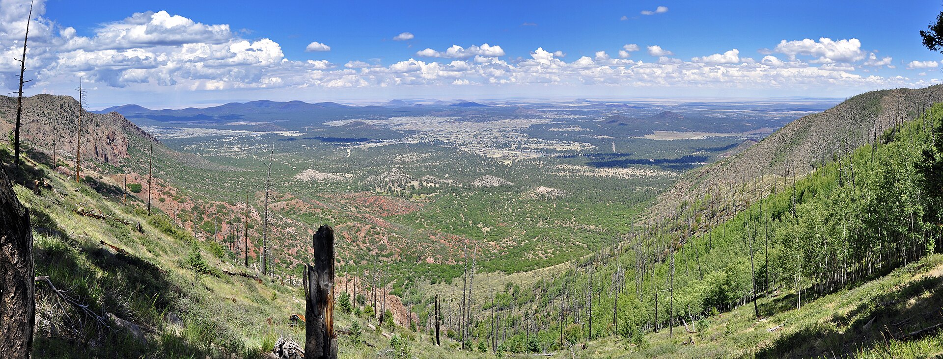Panoramic view over Doney Park and east Flagstaff, Arizona, from Mount Elden
