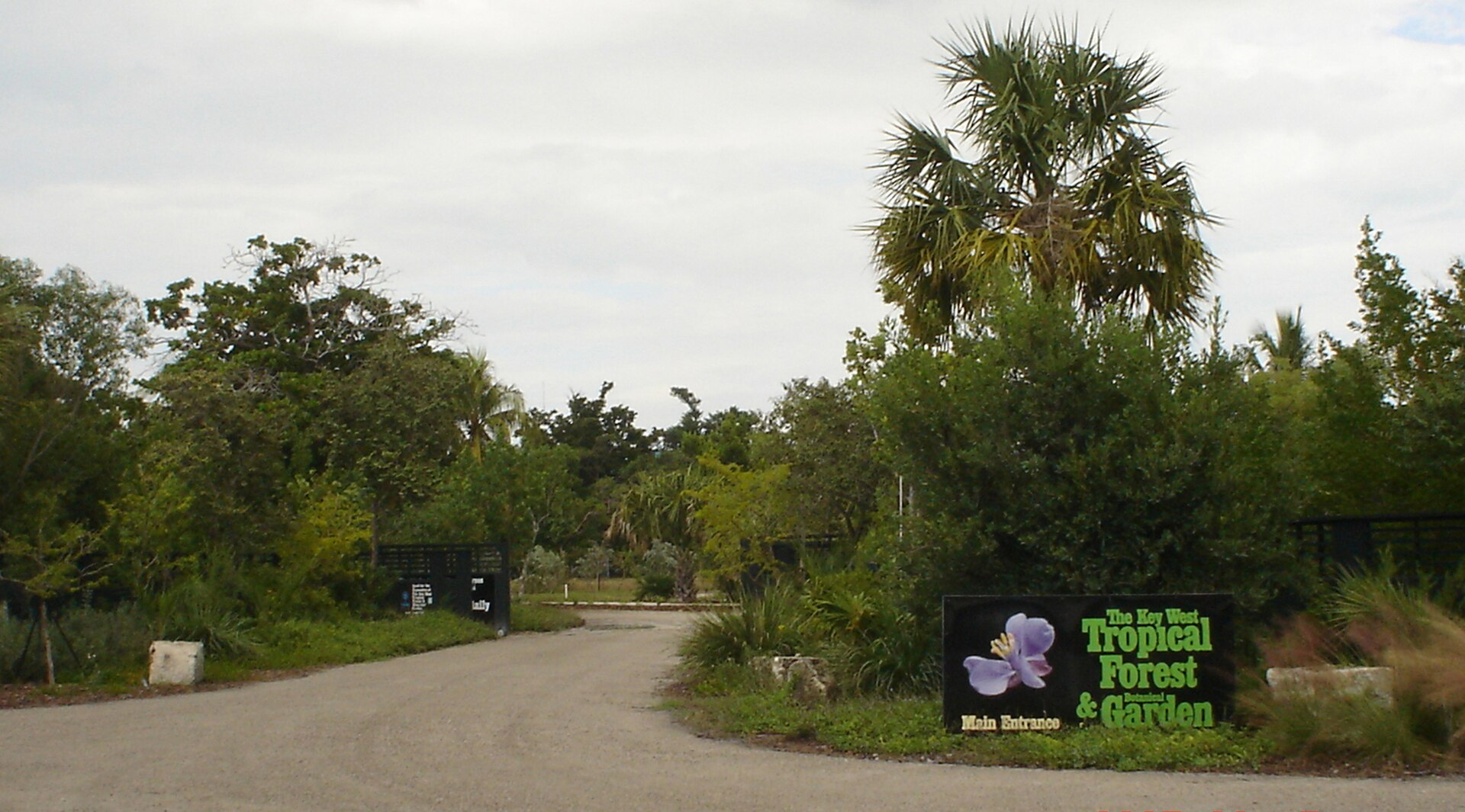 The entrance to the Key West Tropical Forest & Botanical Garden on Stock Island.