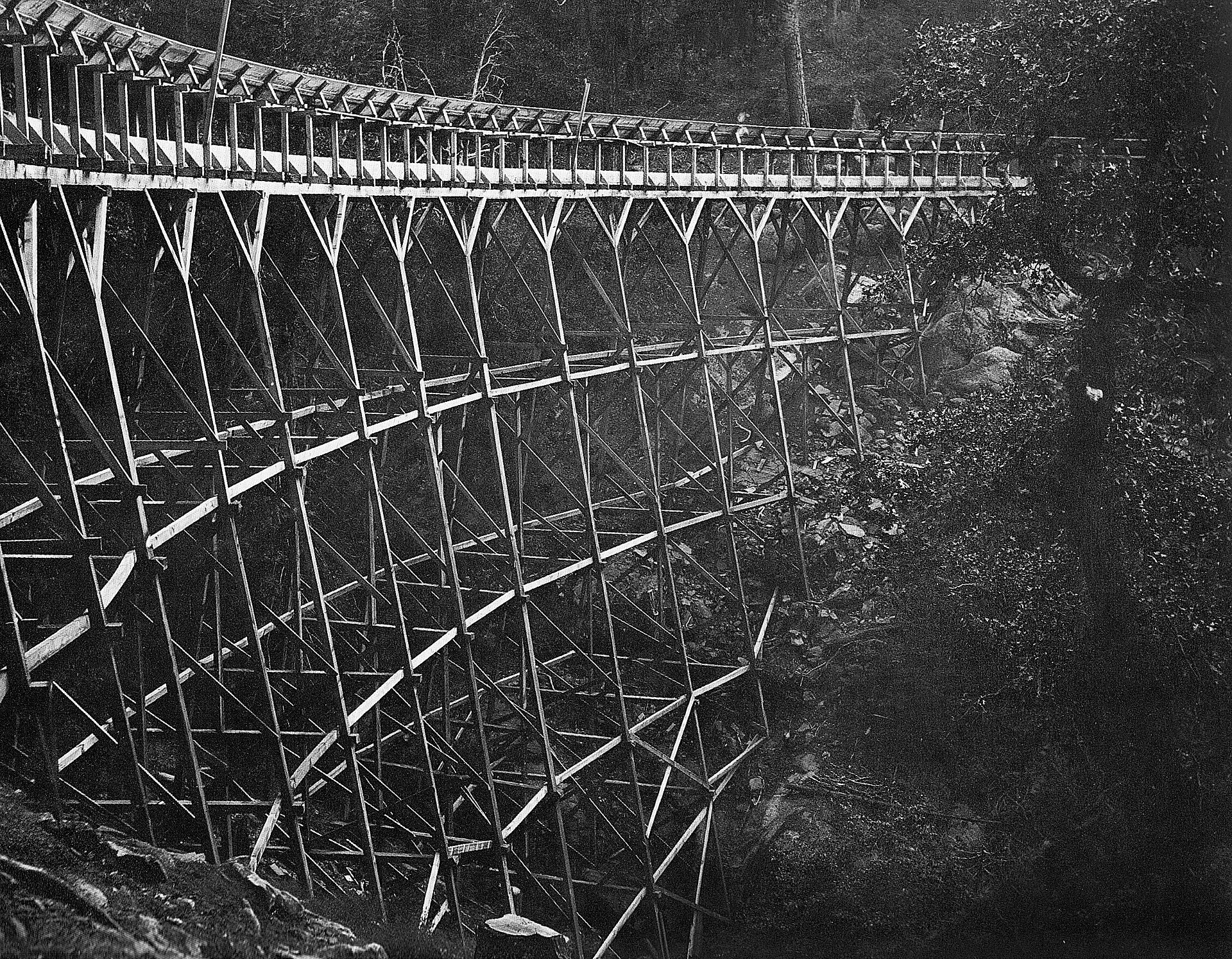 Historic wooden flume trestle near Shaver Lake
