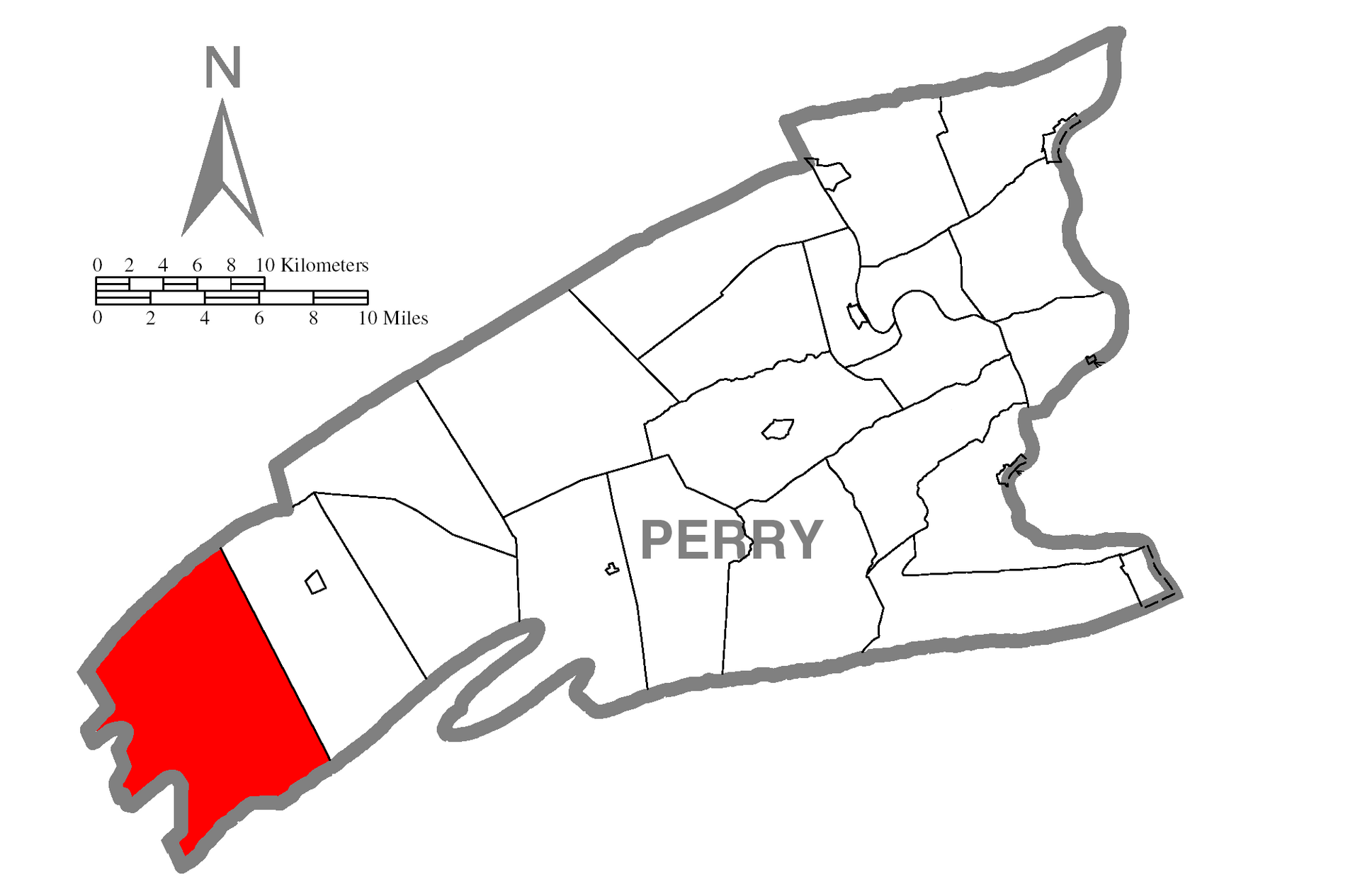 Map of Perry County, Pennsylvania Highlighting Toboyne Township