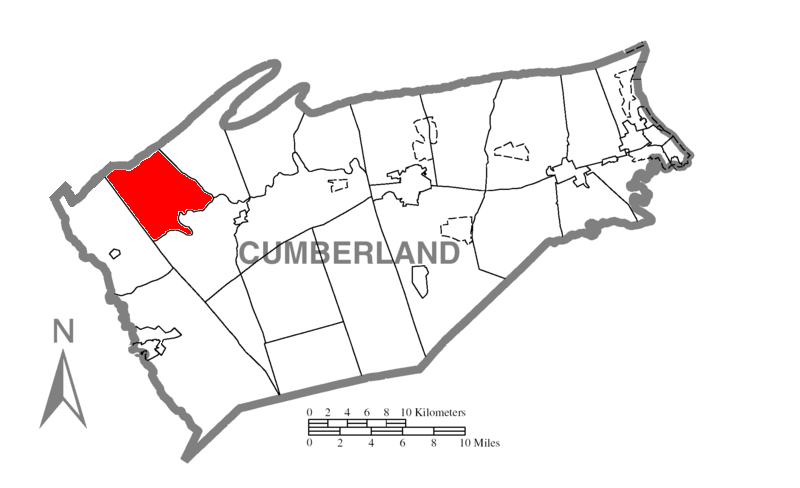 Map of Cumberland County Pennsylvania Highlighting Upper Mifflin Township