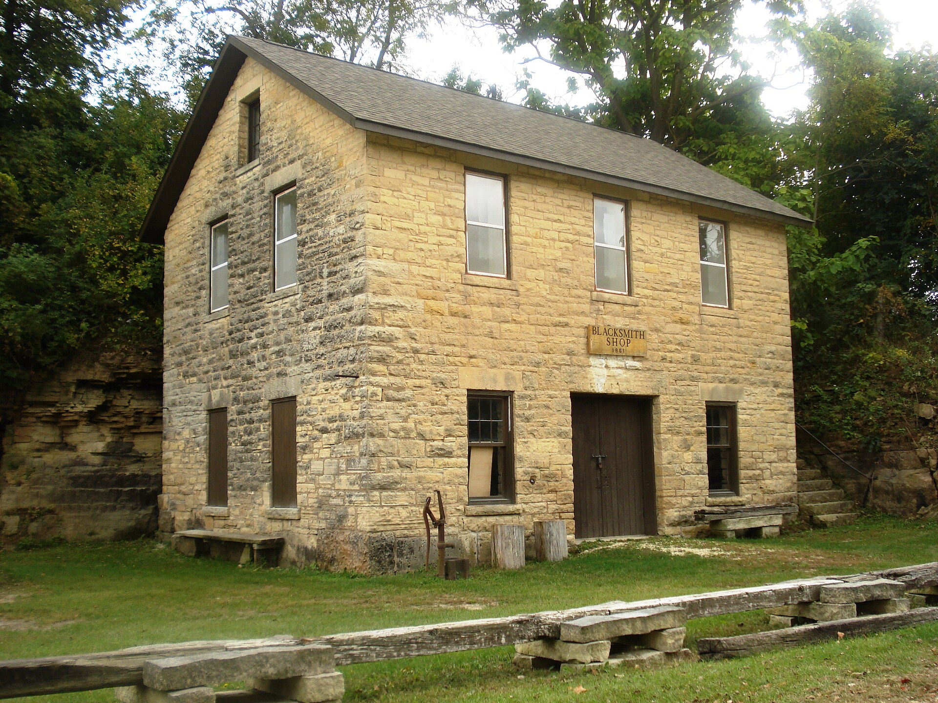 The 1840s limestone Blacksmith Shop in Stone City, Iowa