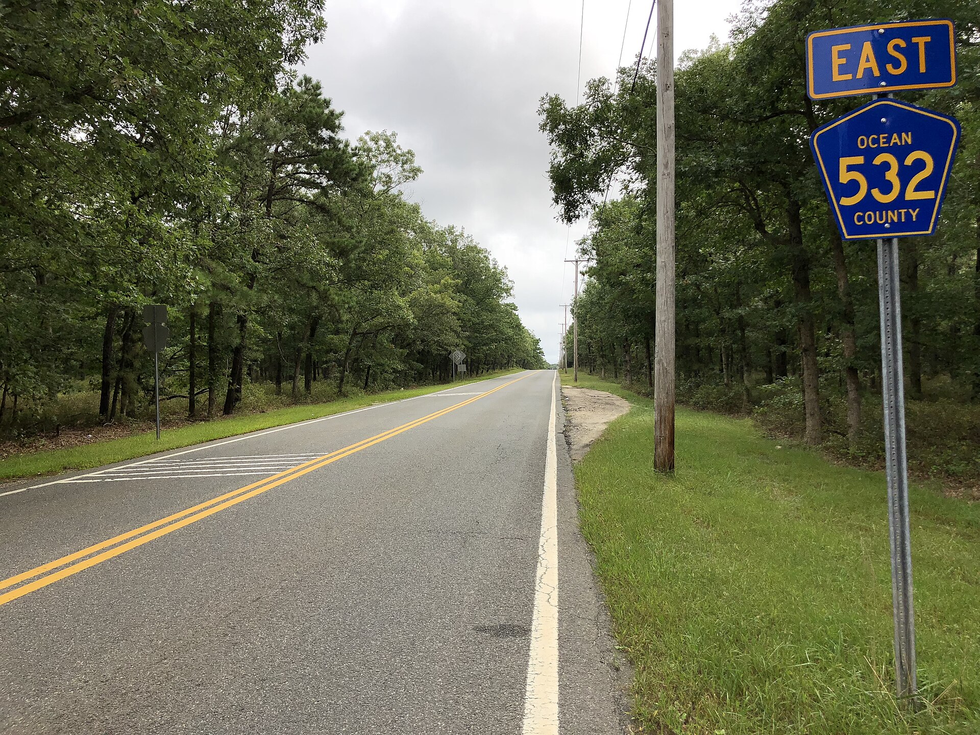County road through Waretown New Jersey