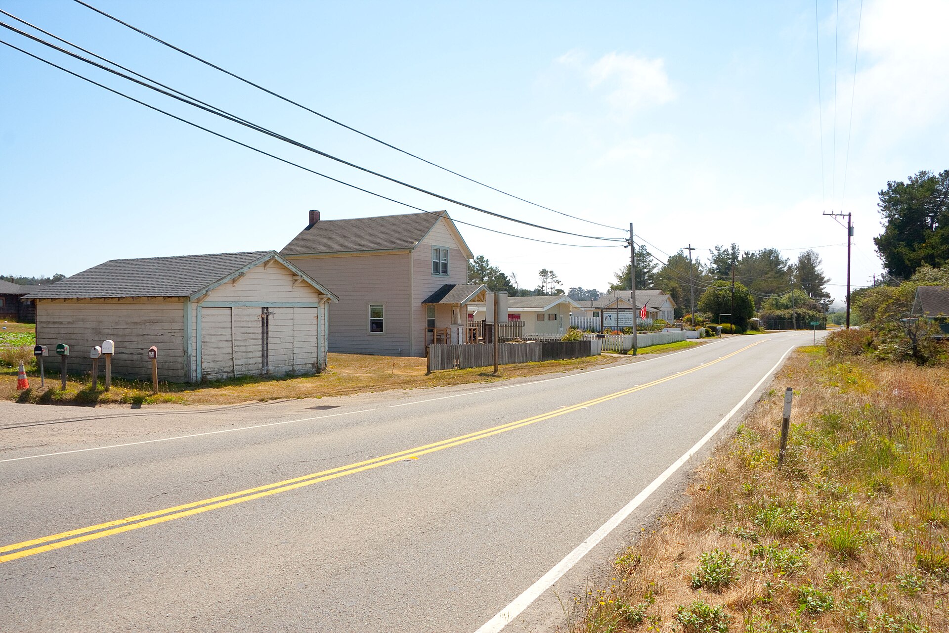 Highway 1 running through the small coastal town of Cleone