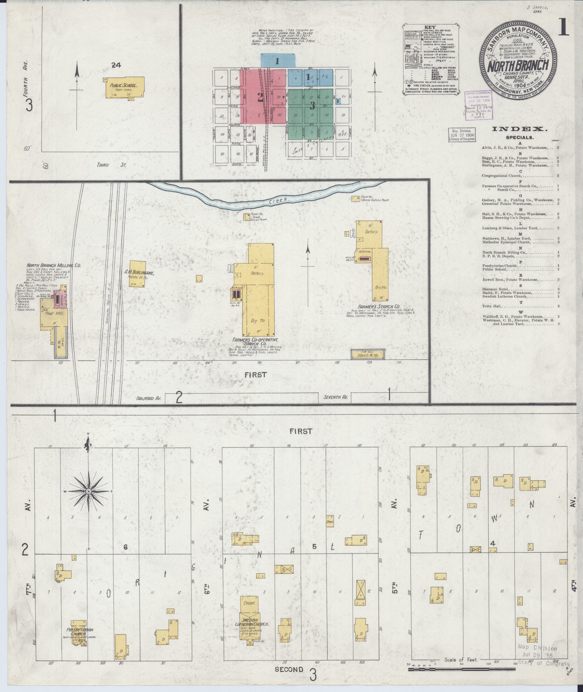 Sanborn Fire Insurance Map from North Branch, Chisago County, Minnesota. LOC sanborn04354 003-1