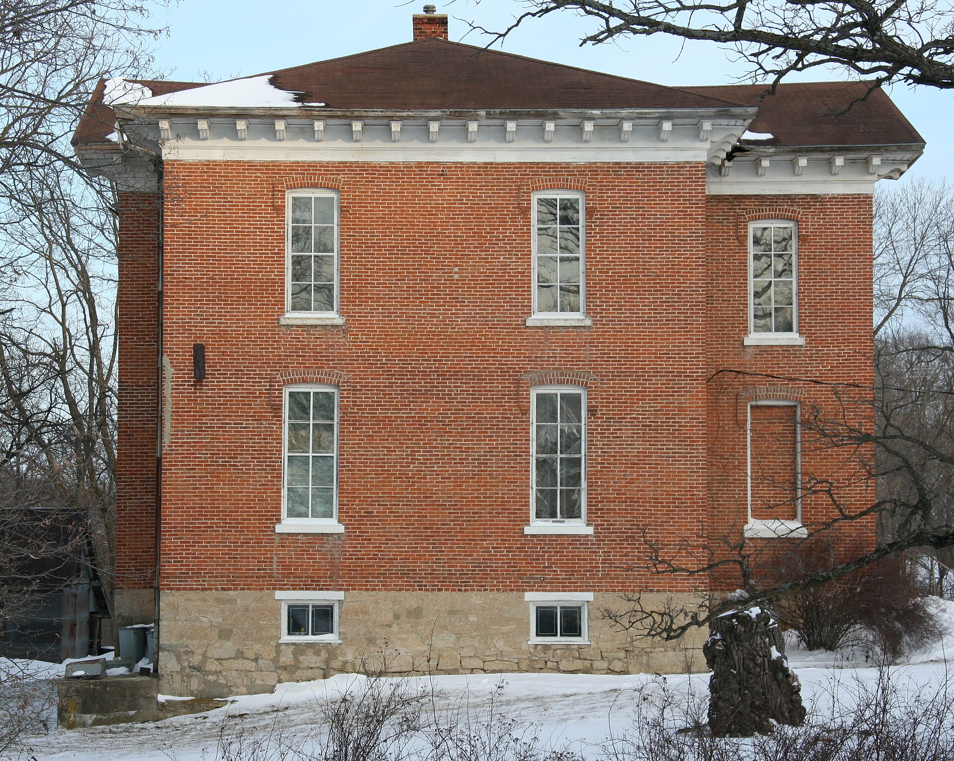 The 1875 school building in Oronoco, Minnesota.