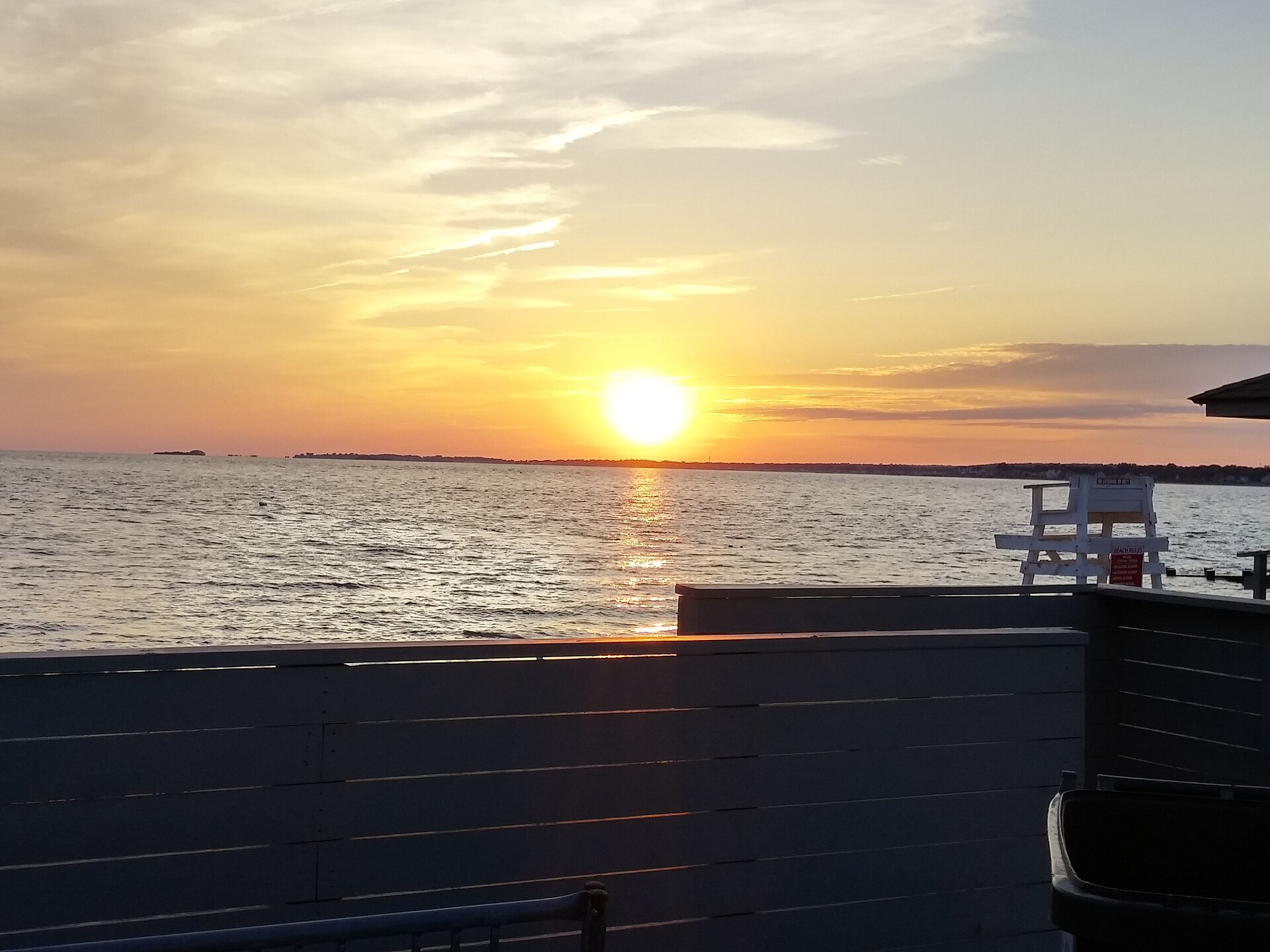A sunset over Long Island Sound seen from Saybrook Manor Connecticut.