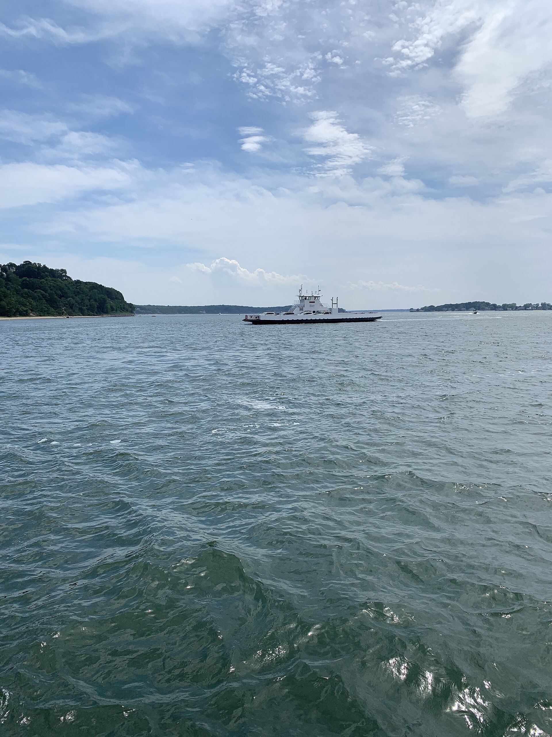 Ferry boat approaching the dock on Shelter Island
