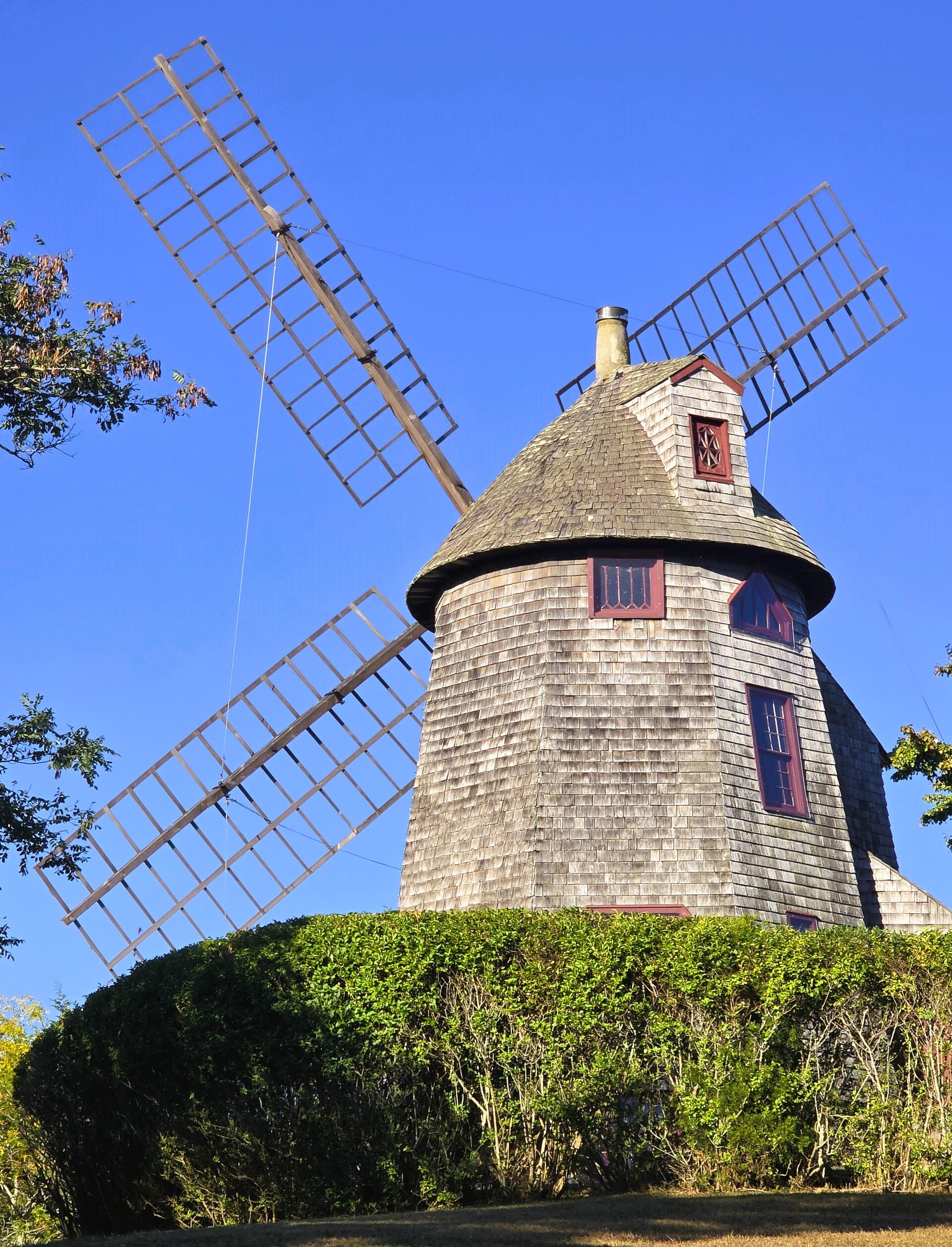 Close view of the historic windmill in Shinnecock Hills