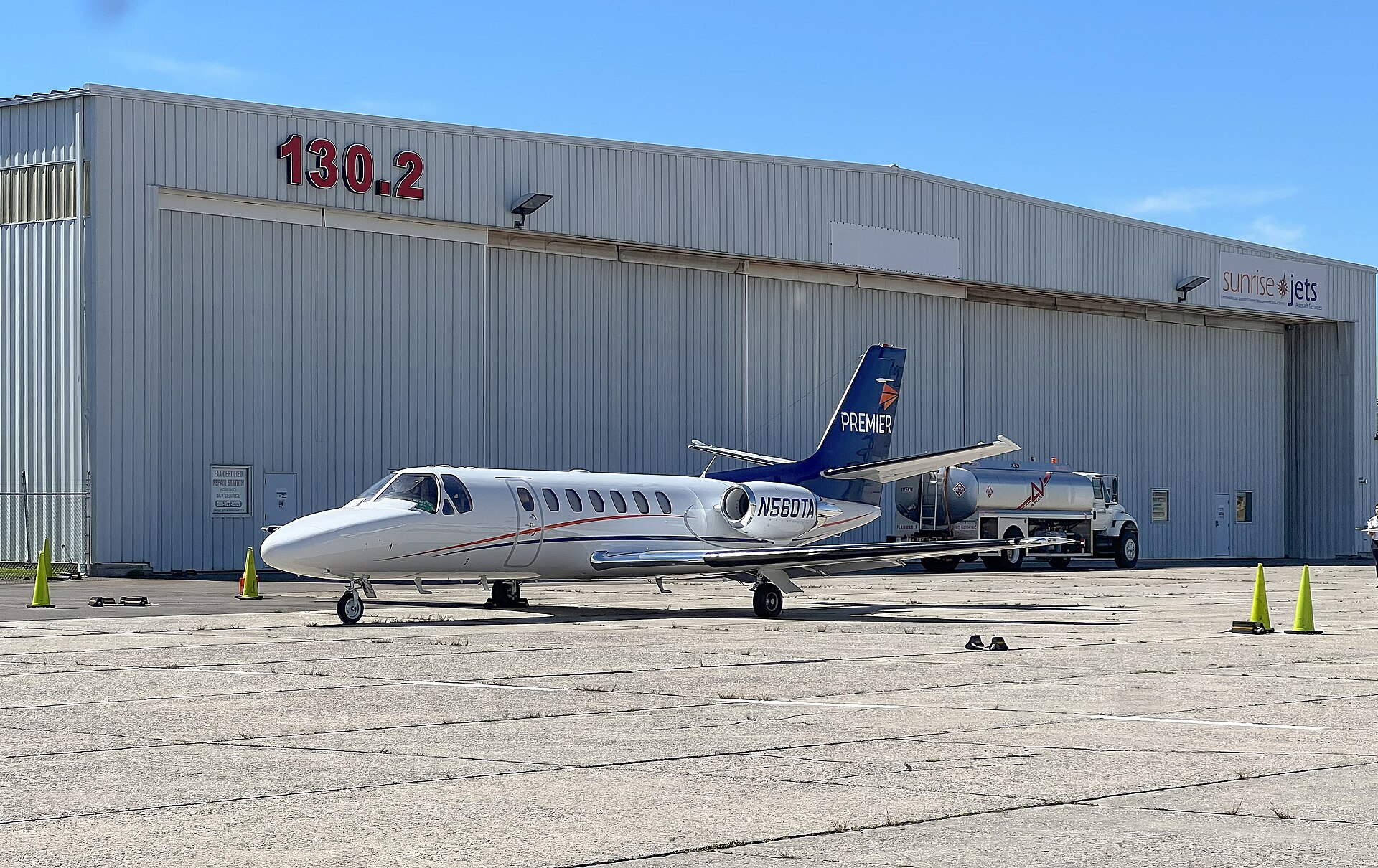 Private jet on the tarmac at Francis S. Gabreski Airport near Westhampton