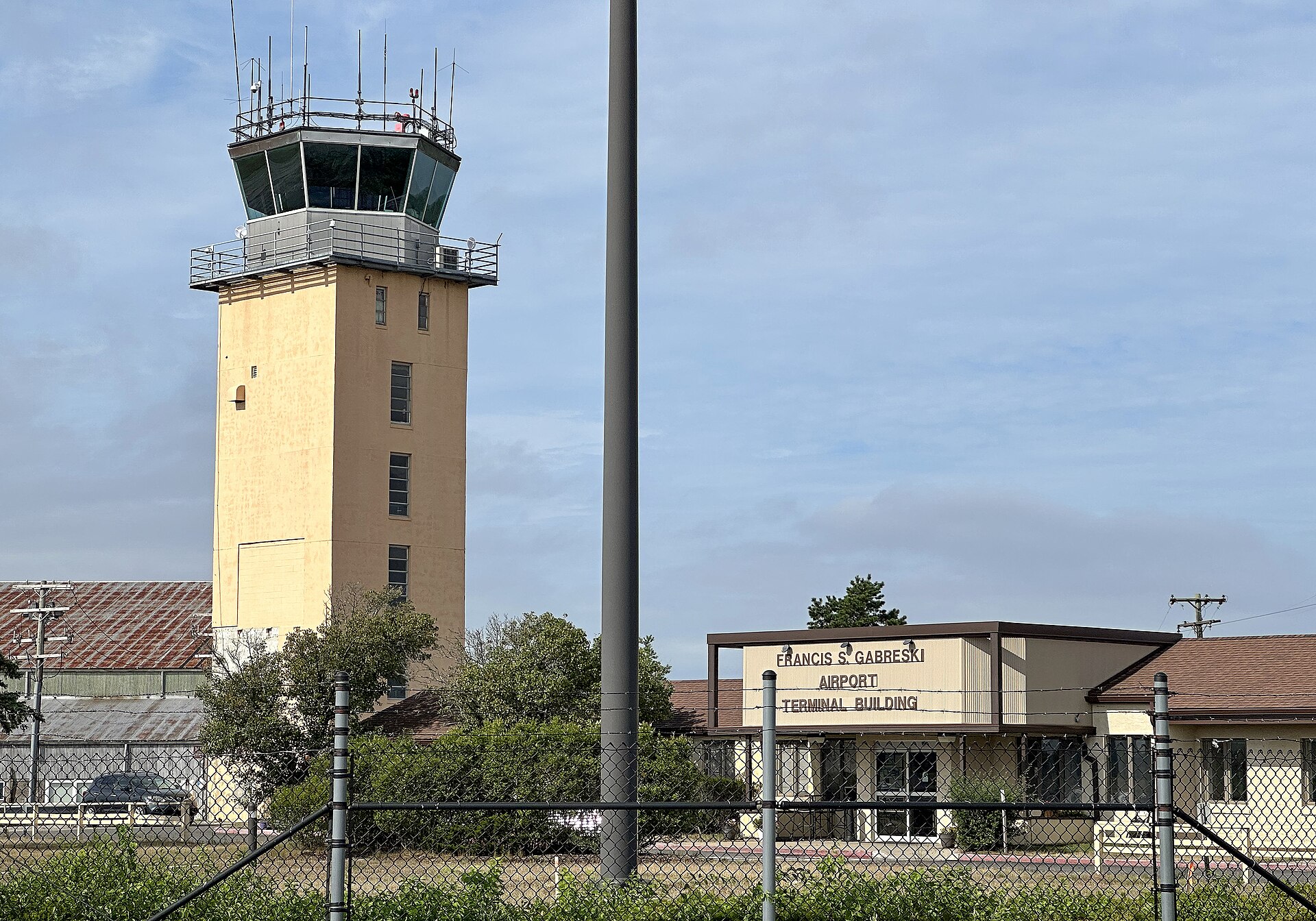 Terminal building and control tower at Francis S. Gabreski Airport