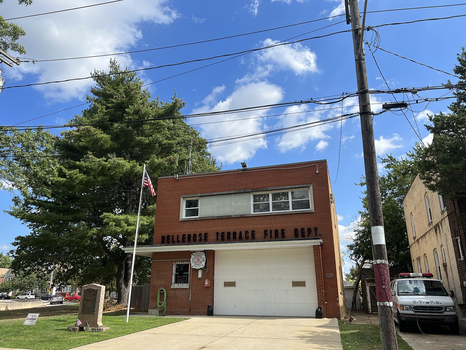 The brick Bellerose Terrace Fire Department building