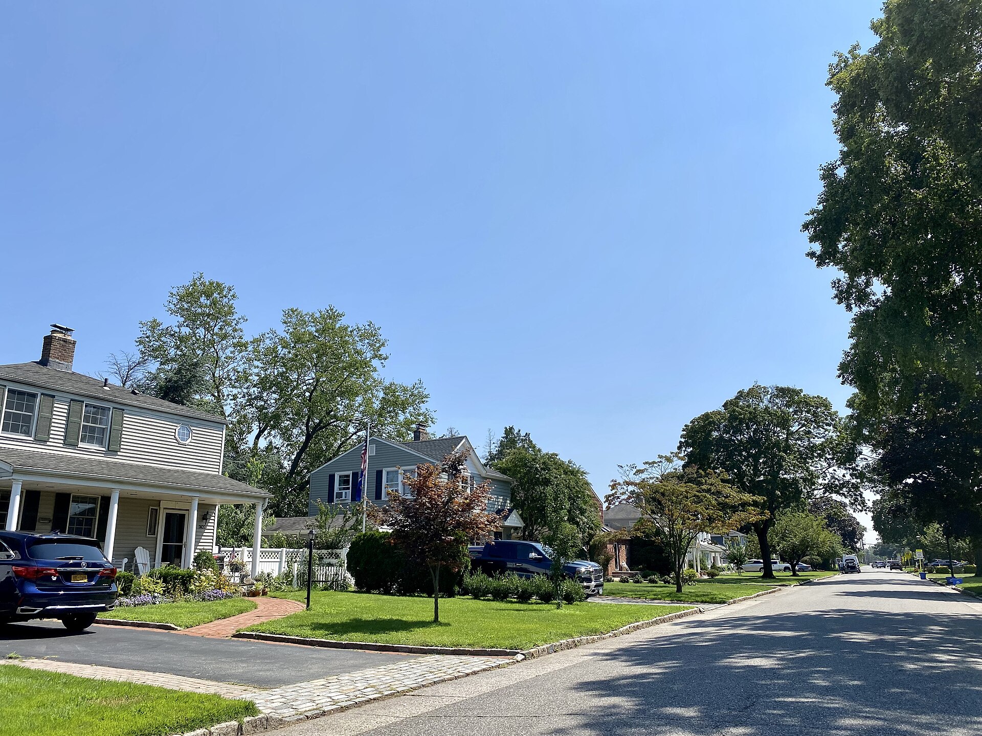 A residential street in Carle Place, New York.