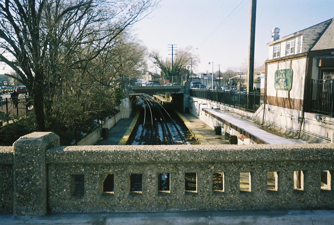 Great Neck Long Island Rail Road station viewed from the pedestrian bridge