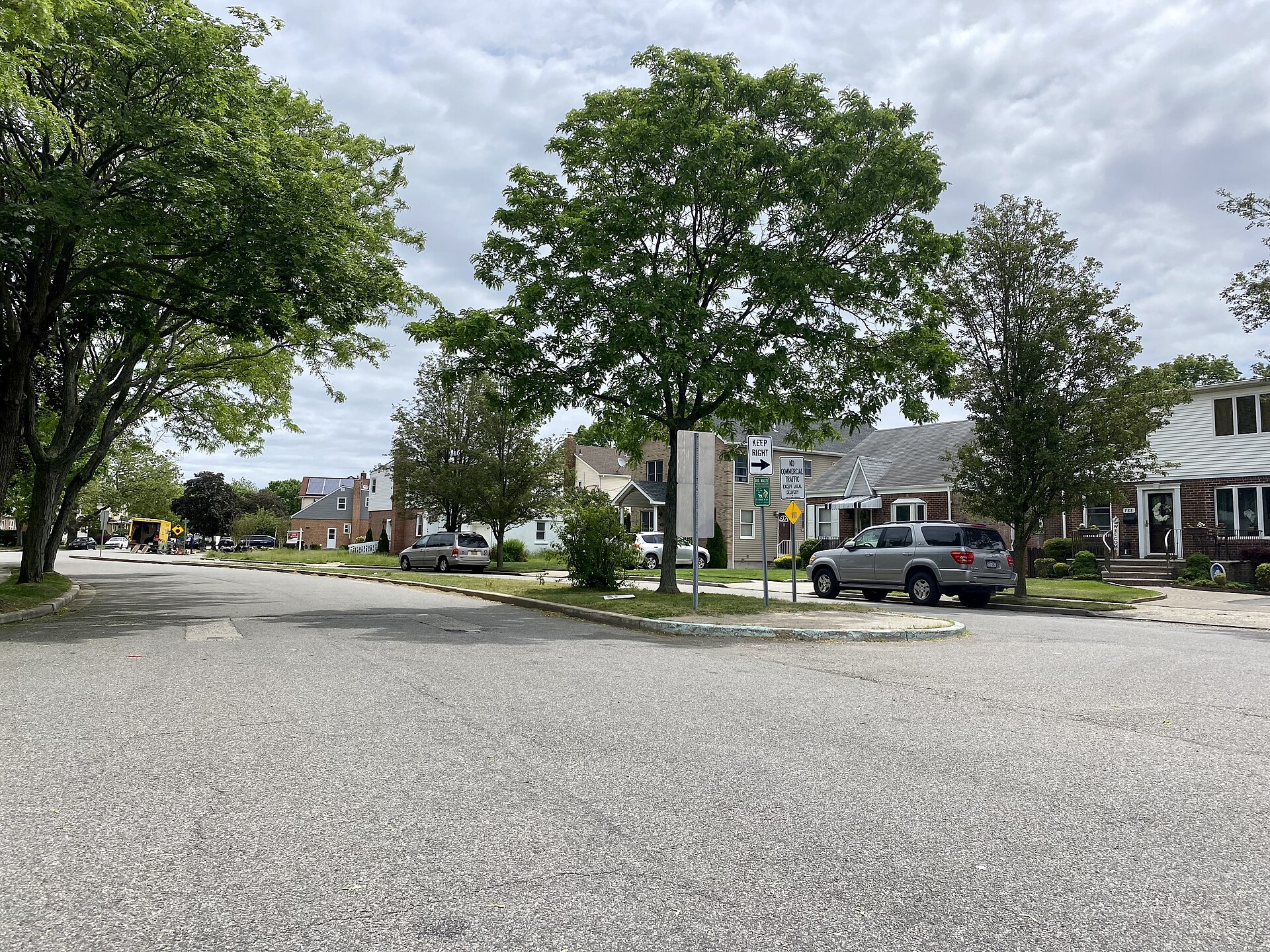A residential street in North New Hyde Park, New York