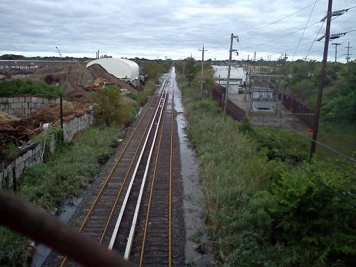 Long Island Rail Road tracks running through Oceanside New York.