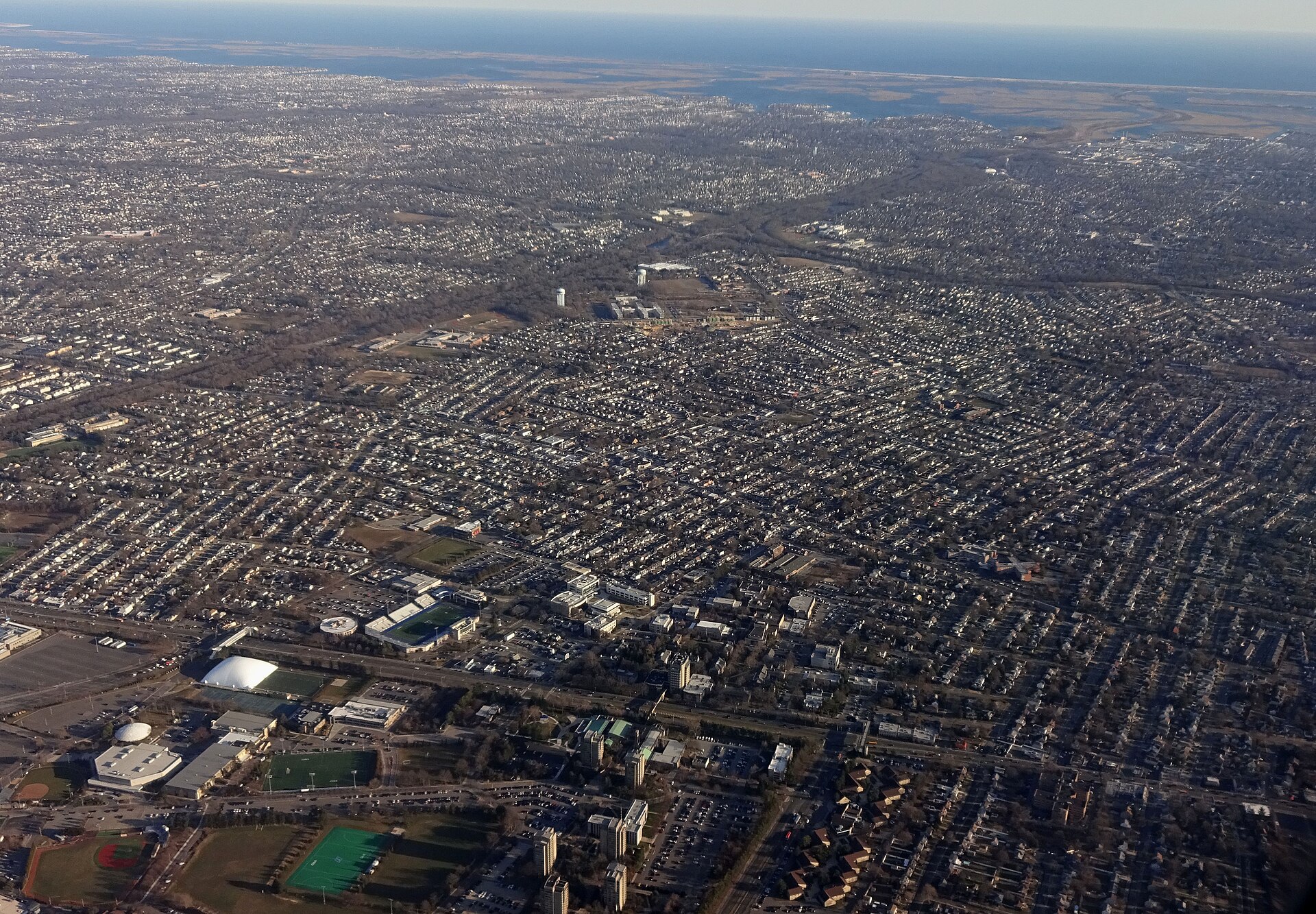 Aerial photograph of Hempstead Village and Uniondale on Long Island