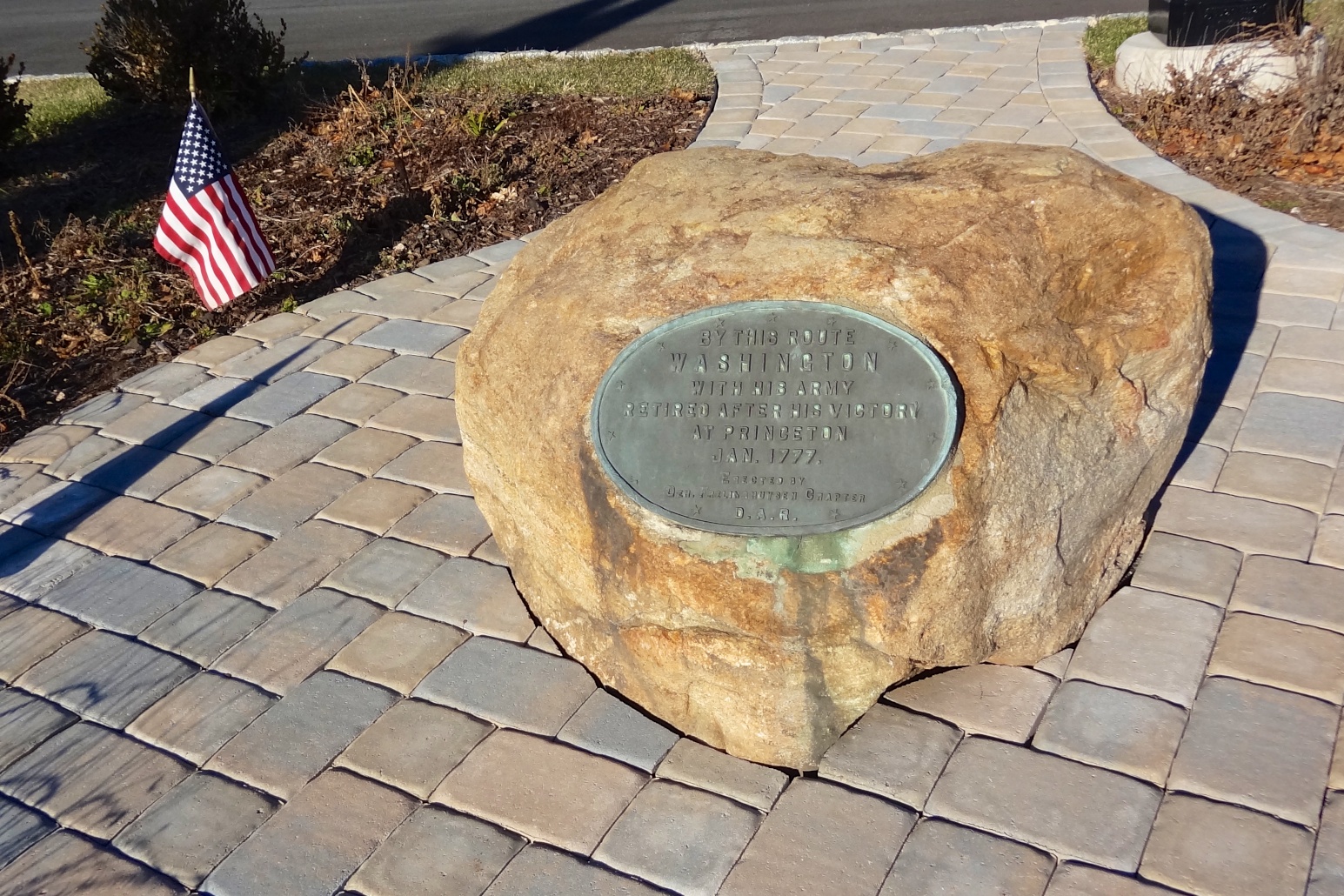 George Washington route marker commemorating the army's 1777 march through Pluckemin, New Jersey