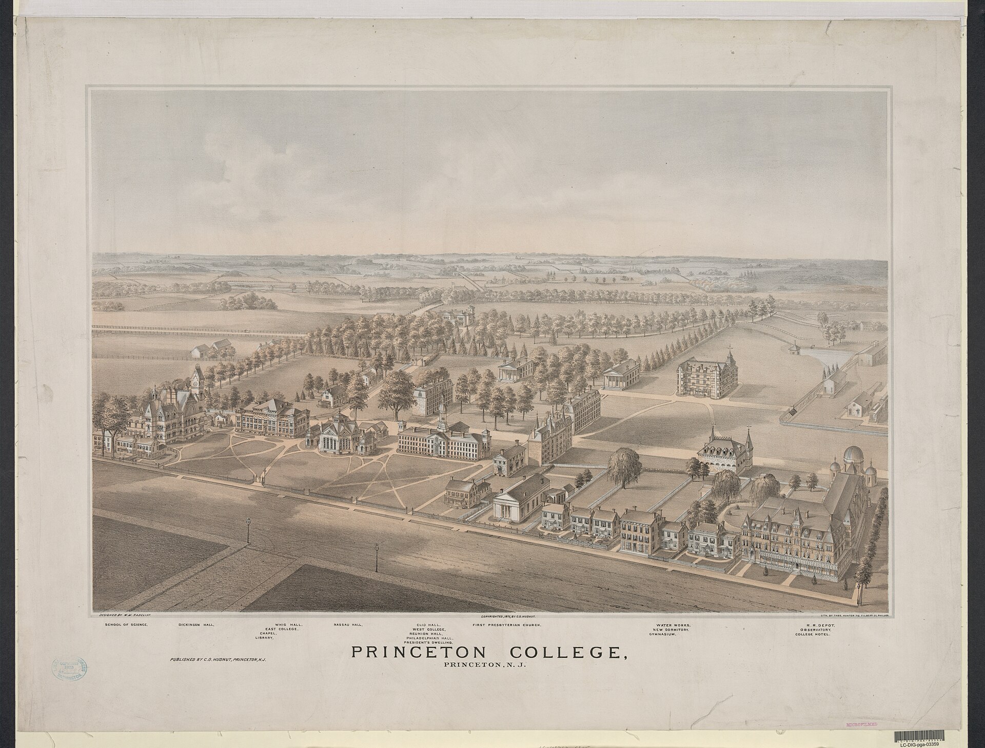 19th-century lithograph of Princeton College